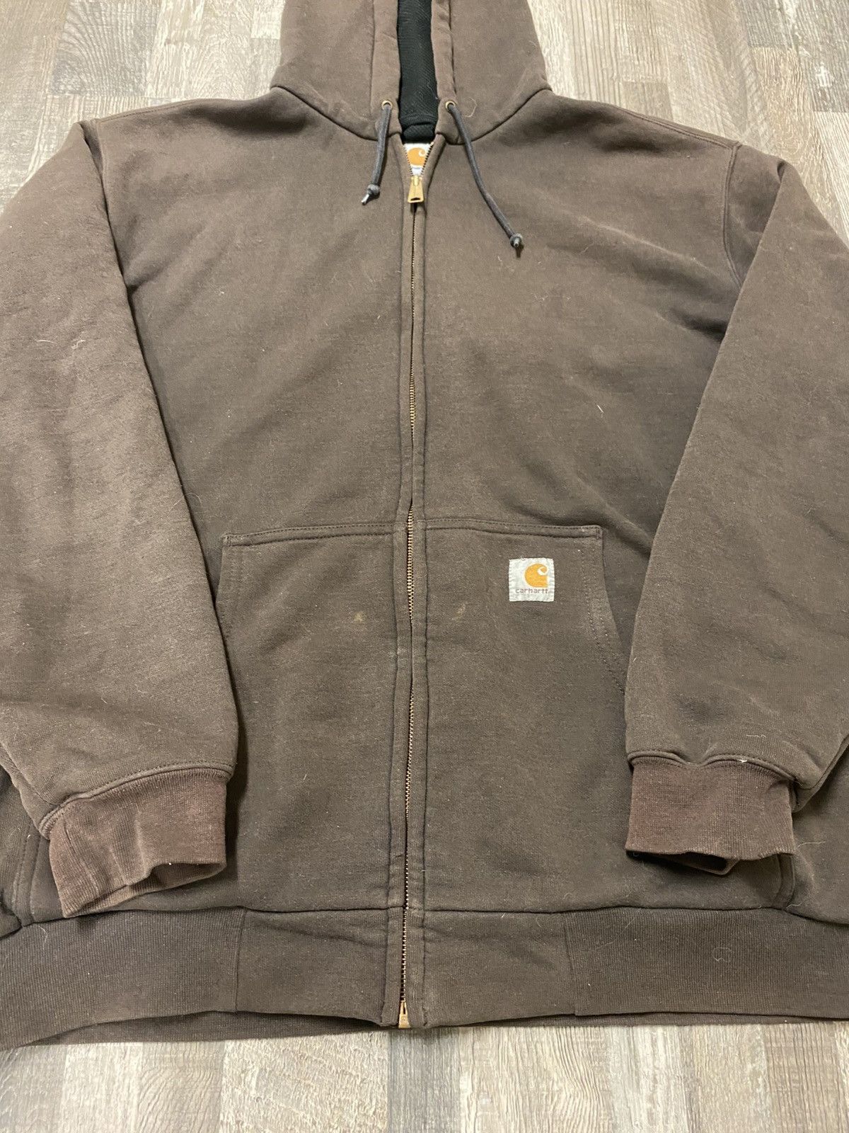 Carhartt Vintage Carhartt Brown Zip Up Lined Hoodie Jacket Grail Y2K Size US L / EU 52-54 / 3 - 2 Thumbnail