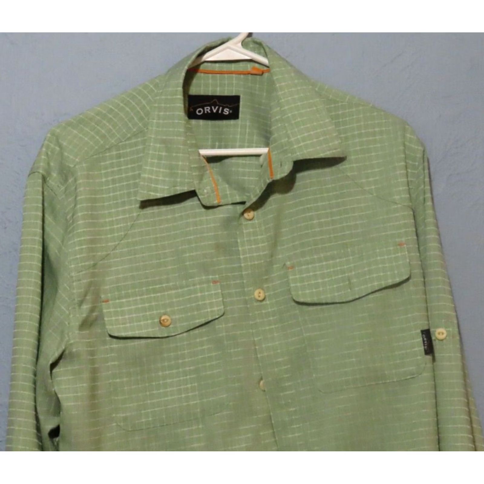 Orvis Orvis Shirt Men's Medium Green White Striped Button-Down Long Sleeve Shirt Size US M / EU 48-50 / 2 - 3 Thumbnail