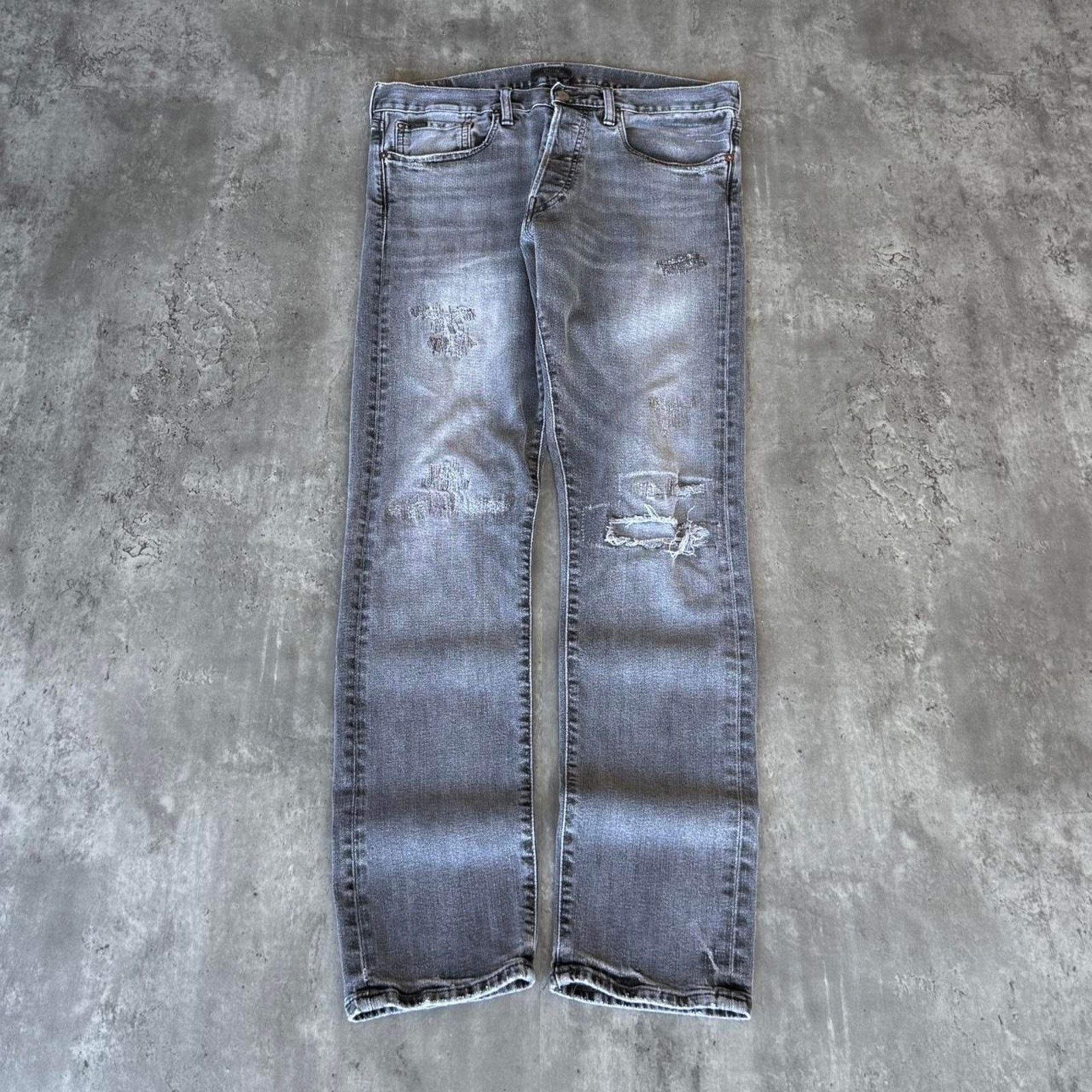 Polo Ralph Lauren Vintage Y2K Polo Ralph Lauren Embroidered Faded Grey Jeans Size US 32 / EU 48 - 1 Thumbnail