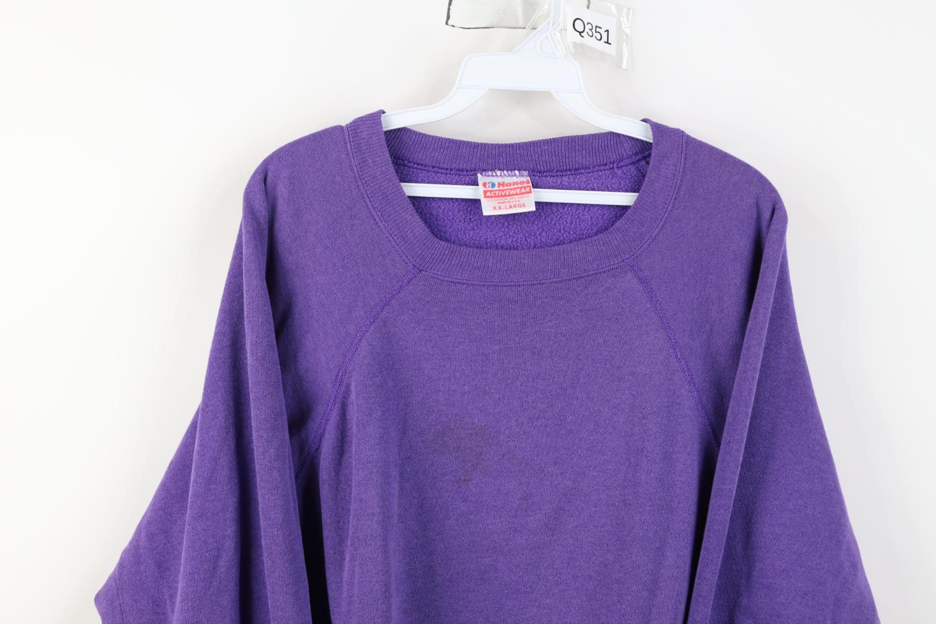 Vintage Vintage 90s Streetwear Raglan Crewneck Sweatshirt Purple USA Size XXL / US 16-18 / IT 52-54 - 2 Thumbnail