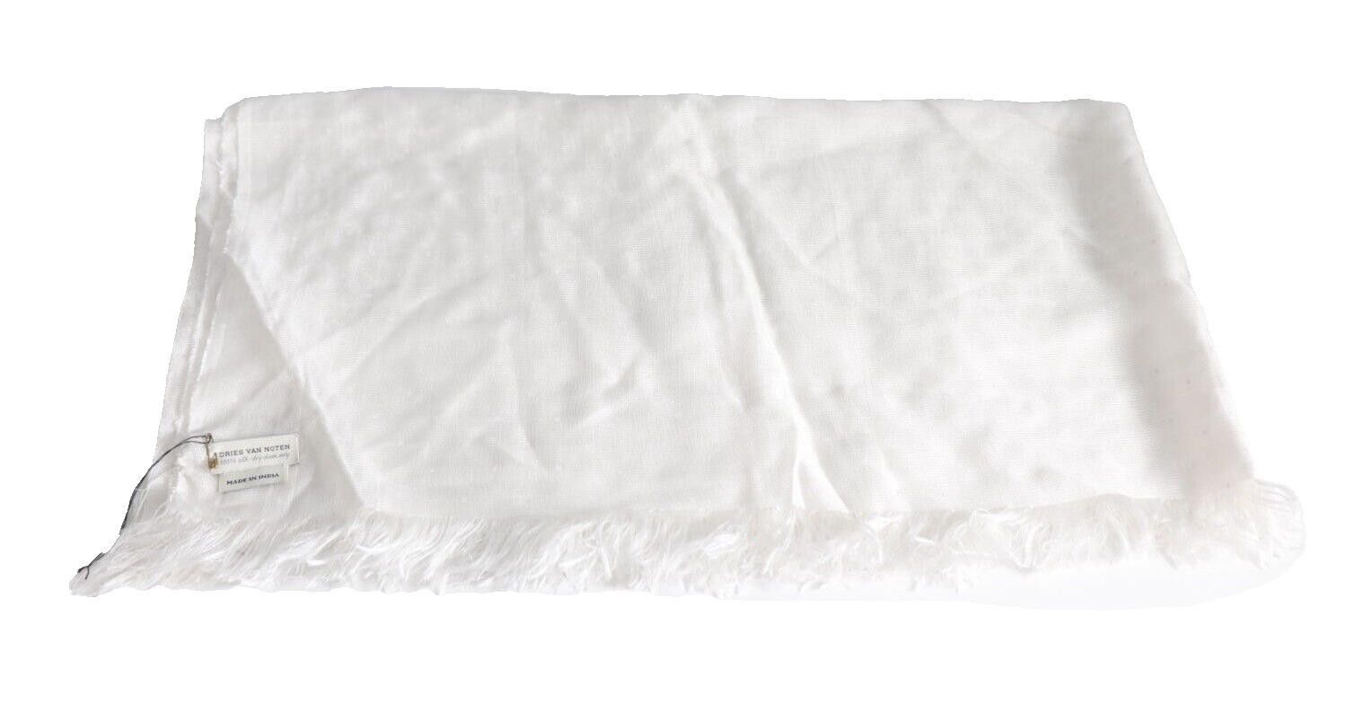 Dries Van Noten Dries Van Noten 50" x 50" Square White Scarf Dotted Silk Size ONE SIZE - 4 Thumbnail