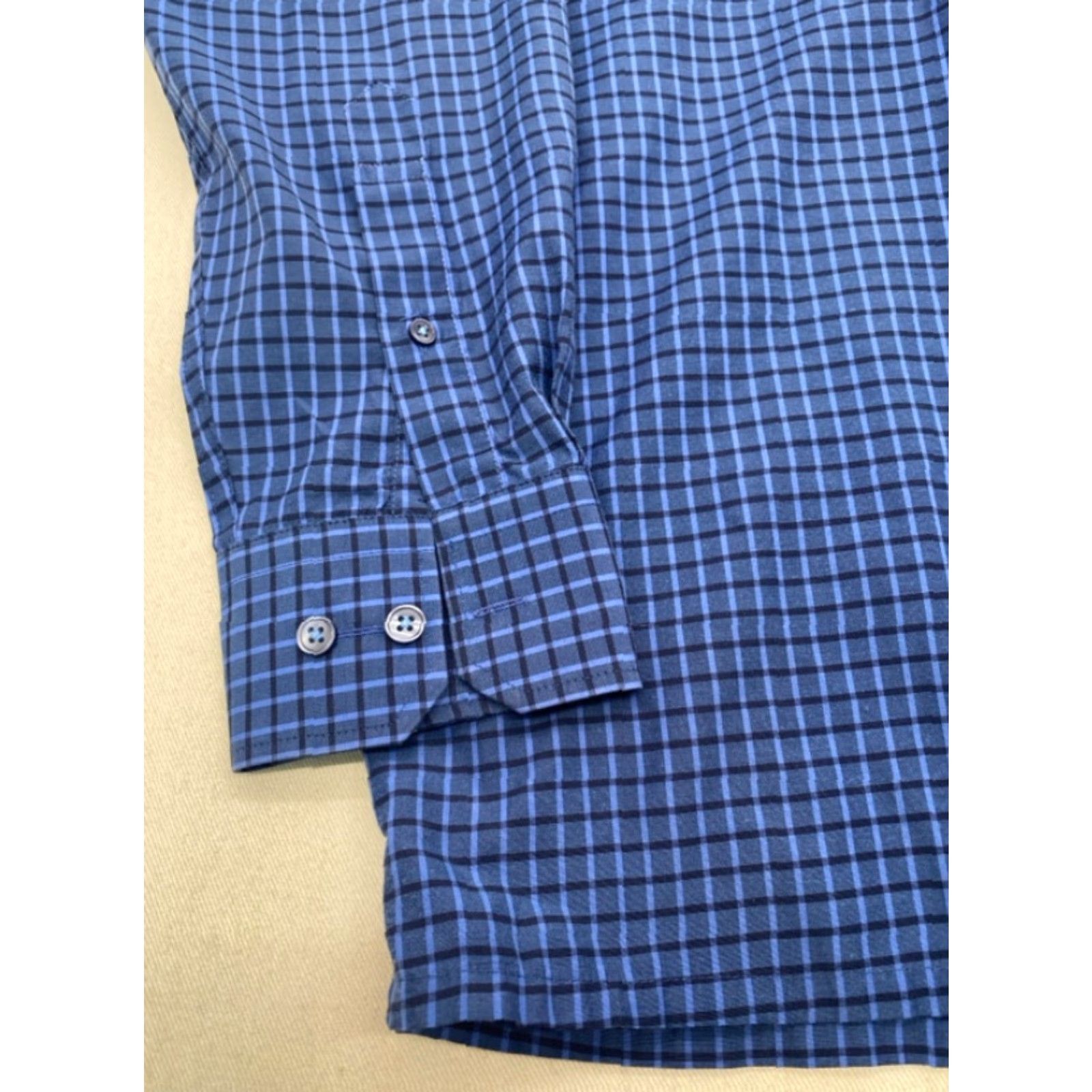 Vintage Azzurro Blue Check Shirt Long Sleeve XL Mens 100% Cotton Dress Shirt Button Up Collar Spread Vintage No Size US XL / EU 56 / 4 - 2 Thumbnail
