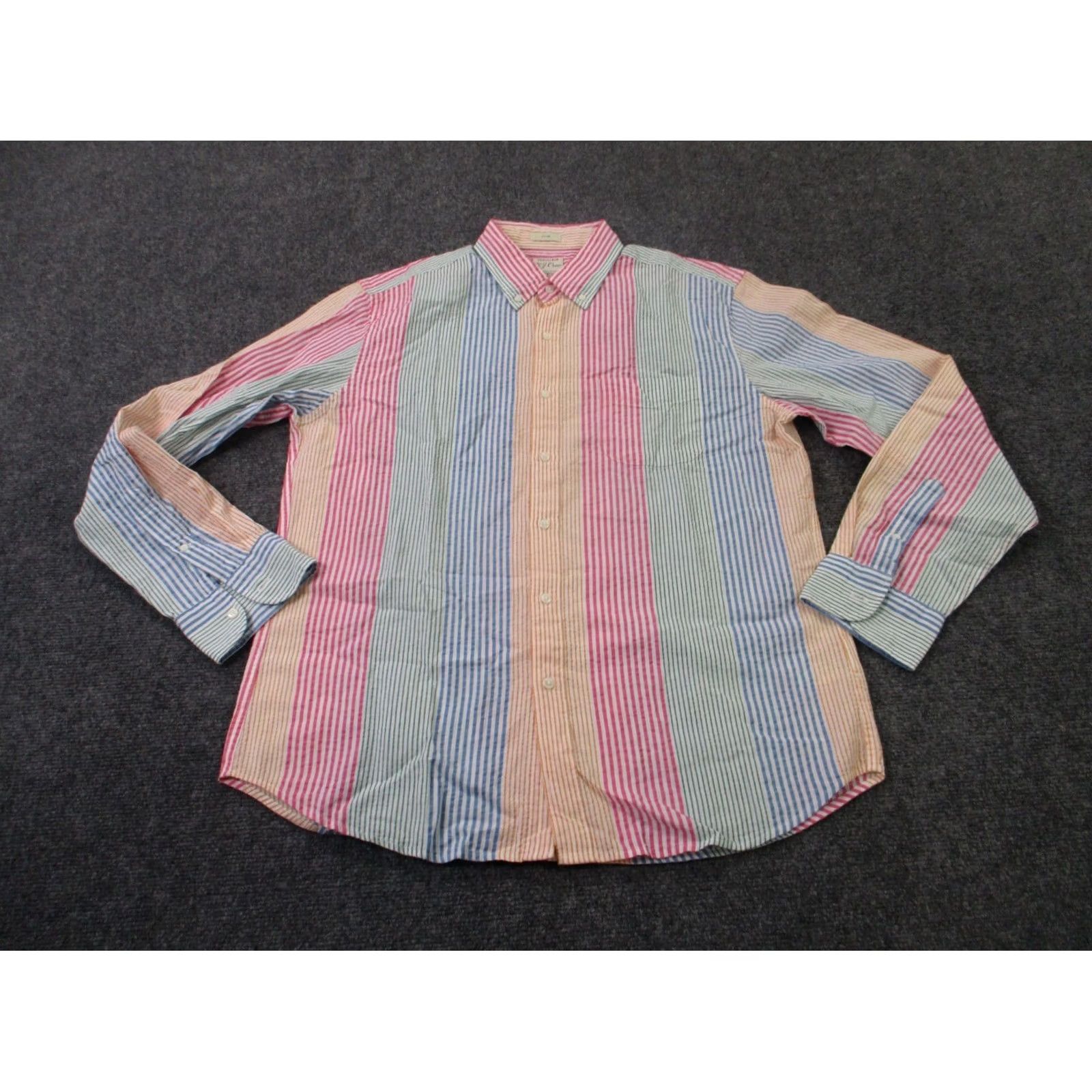 J.Crew J.CREW Shirt Men L Colorful Striped Seersucker Slim Business Golf Preppy Beach Size US L / EU 52-54 / 3 - 2 Thumbnail