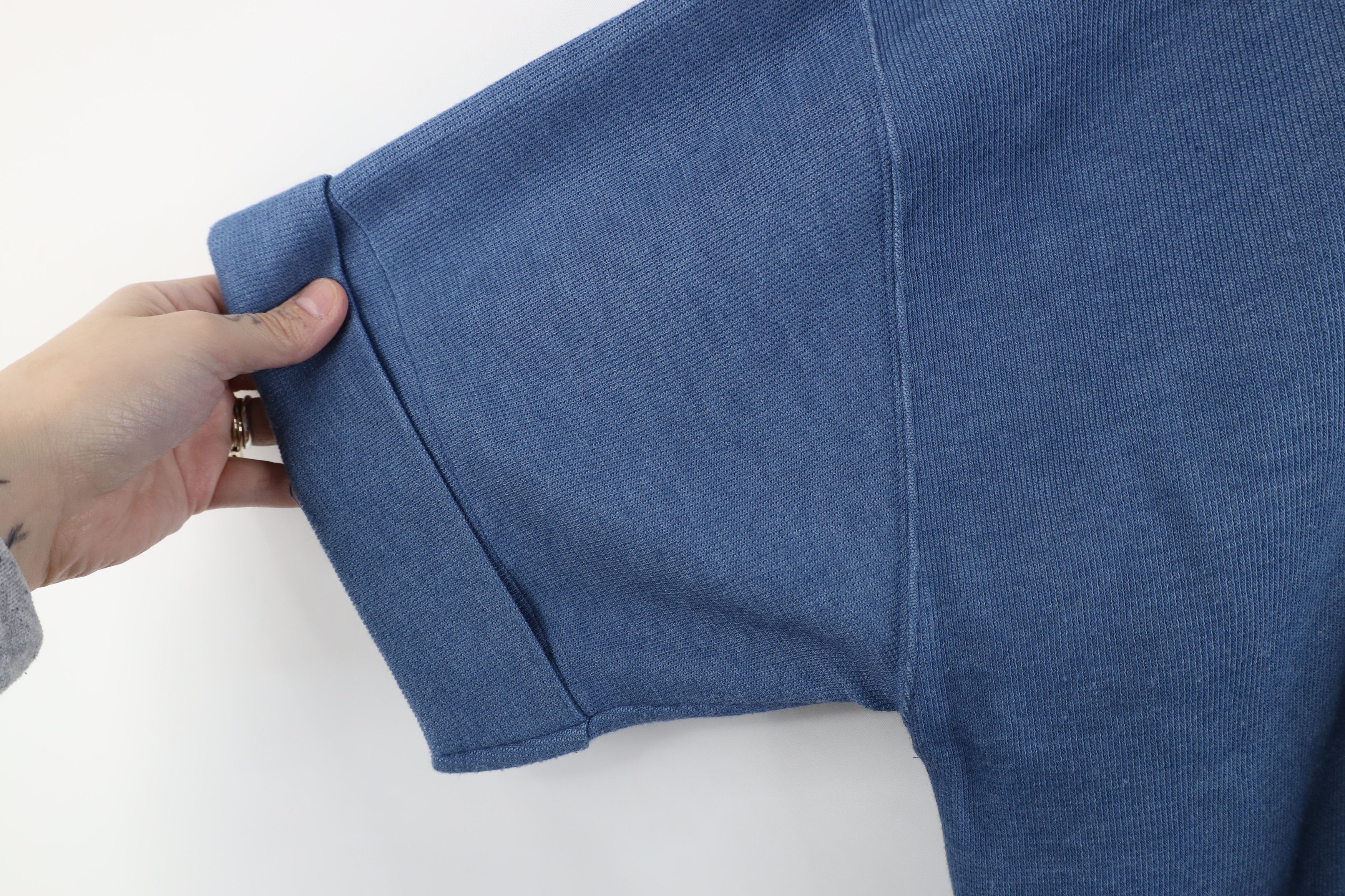 Express × Vintage Vintage 90s Express Baggy Thermal Ribbed Knit T-Shirt Blue Size L / US 10 / IT 46 - 9 Thumbnail
