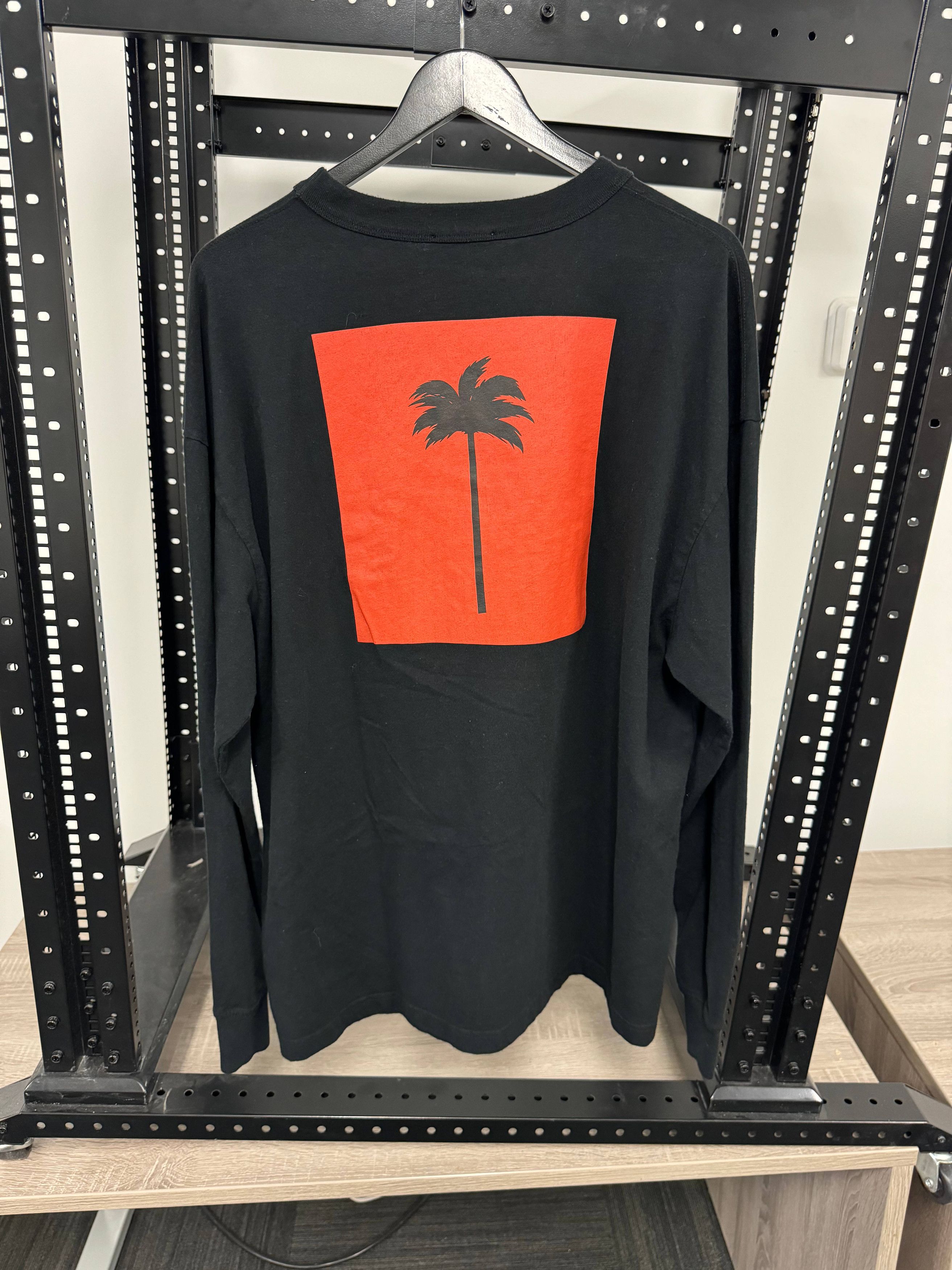 image of Palm Angels Big Palm X Palm Long Sleeve Tee in Black, Men's (Size 2XL)