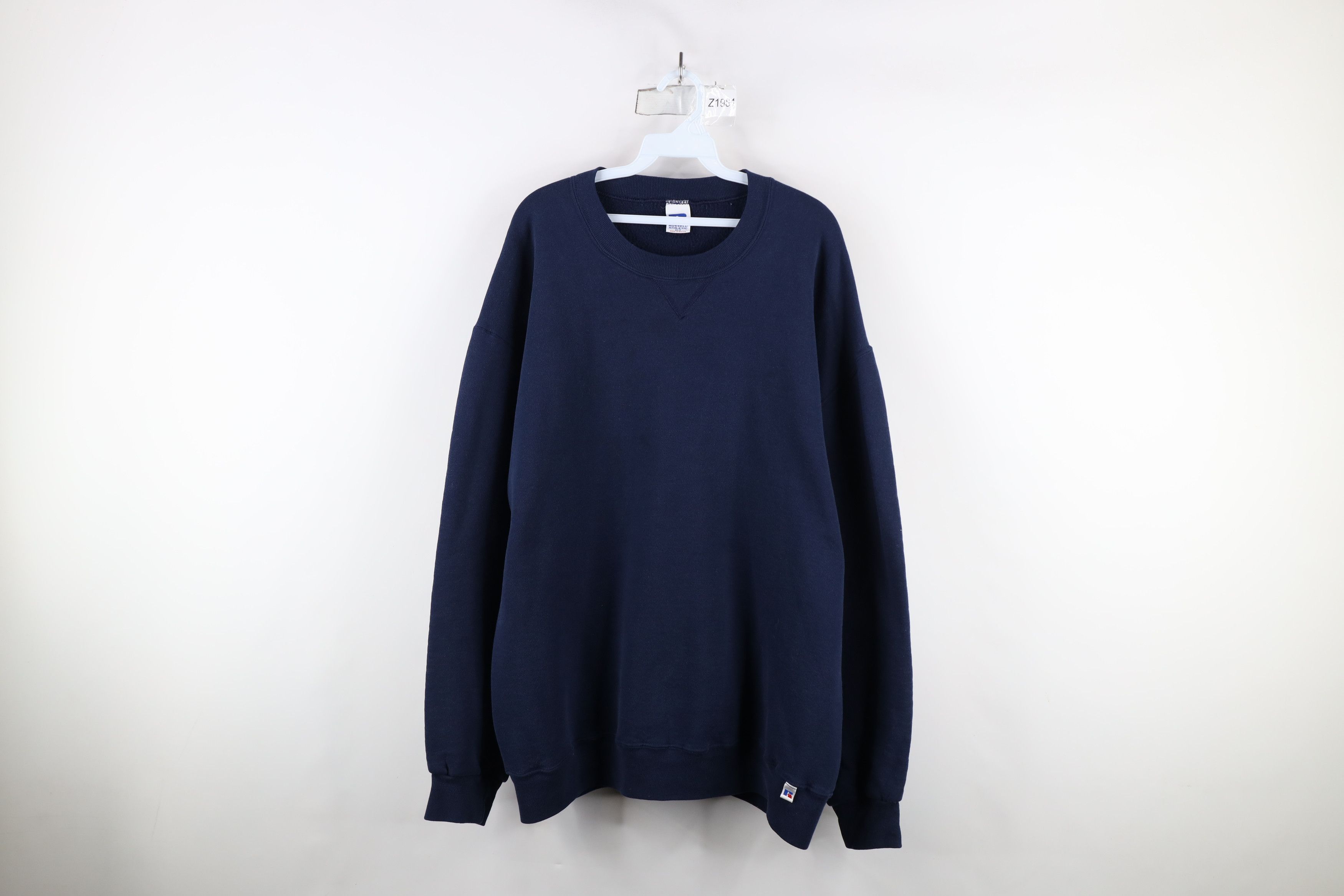 Russell Athletic × Vintage Vintage 90s Russell Athletic Blank Crewneck Sweatshirt Blue Size US XL / EU 56 / 4 - 1 Thumbnail