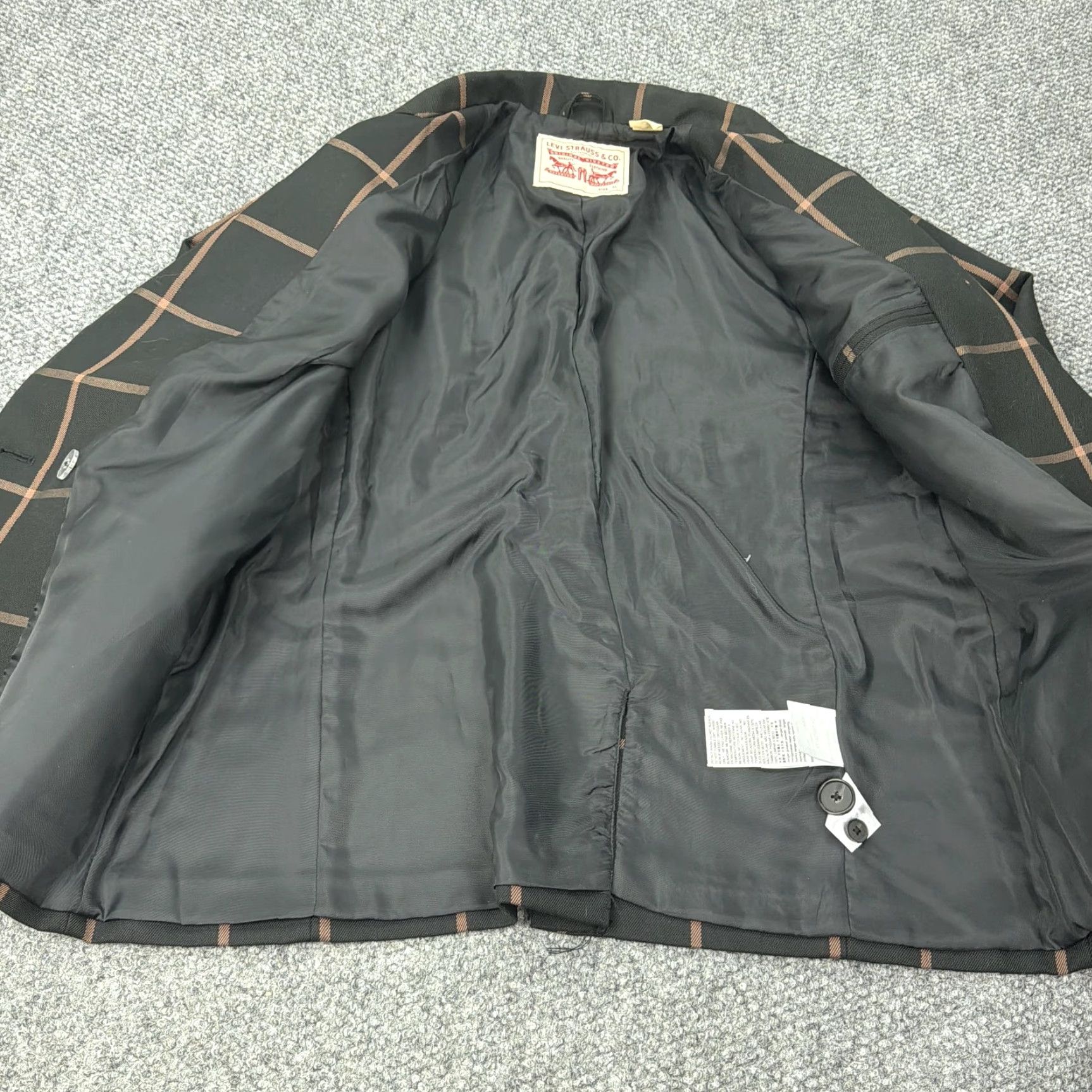 Levi's Levis Strauss Blazer XL Black Windowpane Plaid Double Breasted Jacket Womens Size XL / US 12-14 / IT 48-50 - 6 Thumbnail