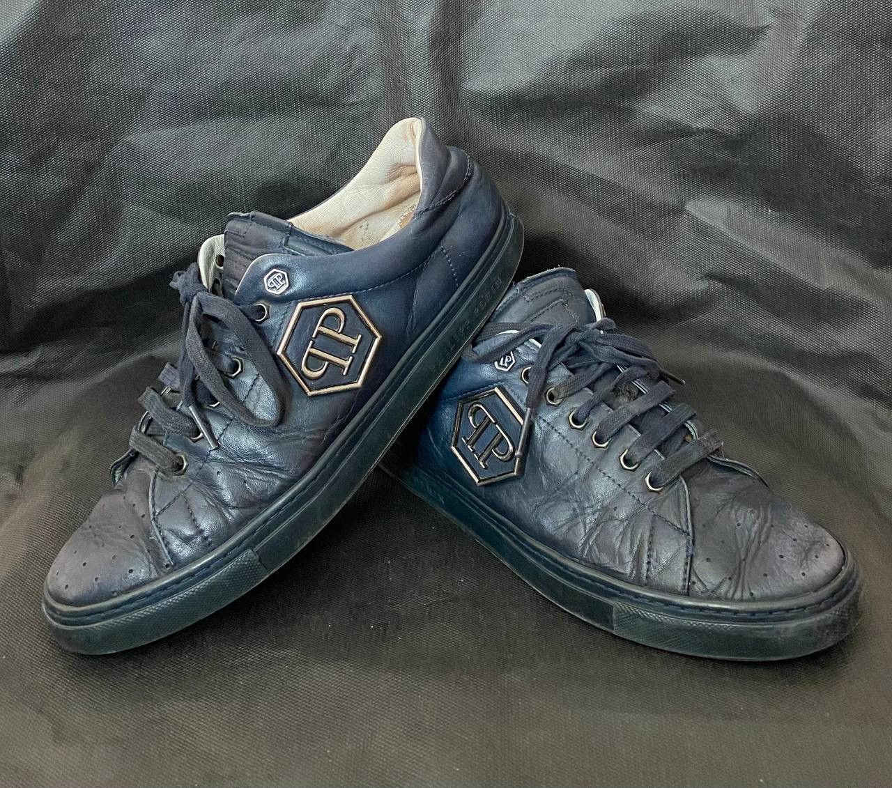Philipp Plein 🔥 Philipp Plein Men Sneakers Size 40 Blue Leather Low Top Size US 7 / EU 40 - 1 Thumbnail