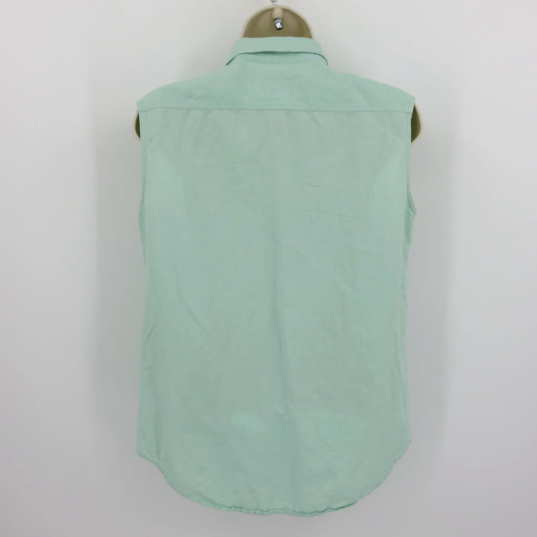 Vintage VINTAGE Giorgio Sant Angelo Women Medium Linen Cotton Green Collared Sleeveless Shirt Size M / US 6-8 / IT 42-44 - 5 Thumbnail