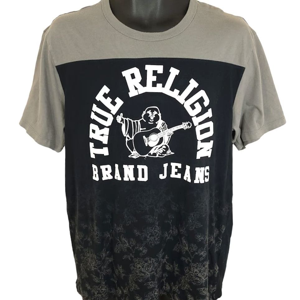 True Religion True Religion T Shirt Mens Size Large Floral Print Buddha Flowers Black Cotton Crew Neck Short Sleeve Regular 2010-2019 Size US L / EU 52-54 / 3 - 2 Thumbnail