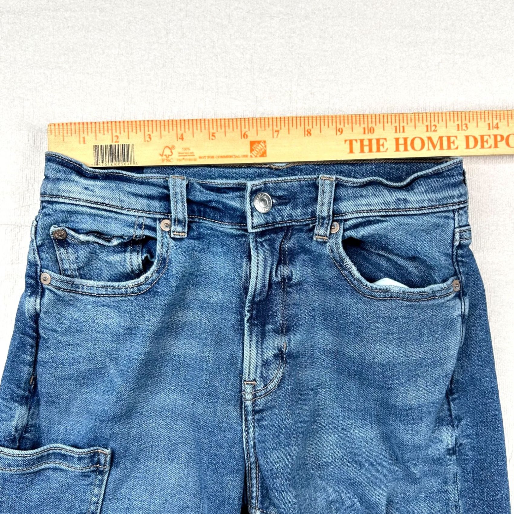 American Eagle Outfitters VINTAGE American Eagle Jeans Womens 2 Cargo Super High Rise Baggy Straight Skate Utility Jeans Size 26" / US 2 / IT 38 - 7 Thumbnail