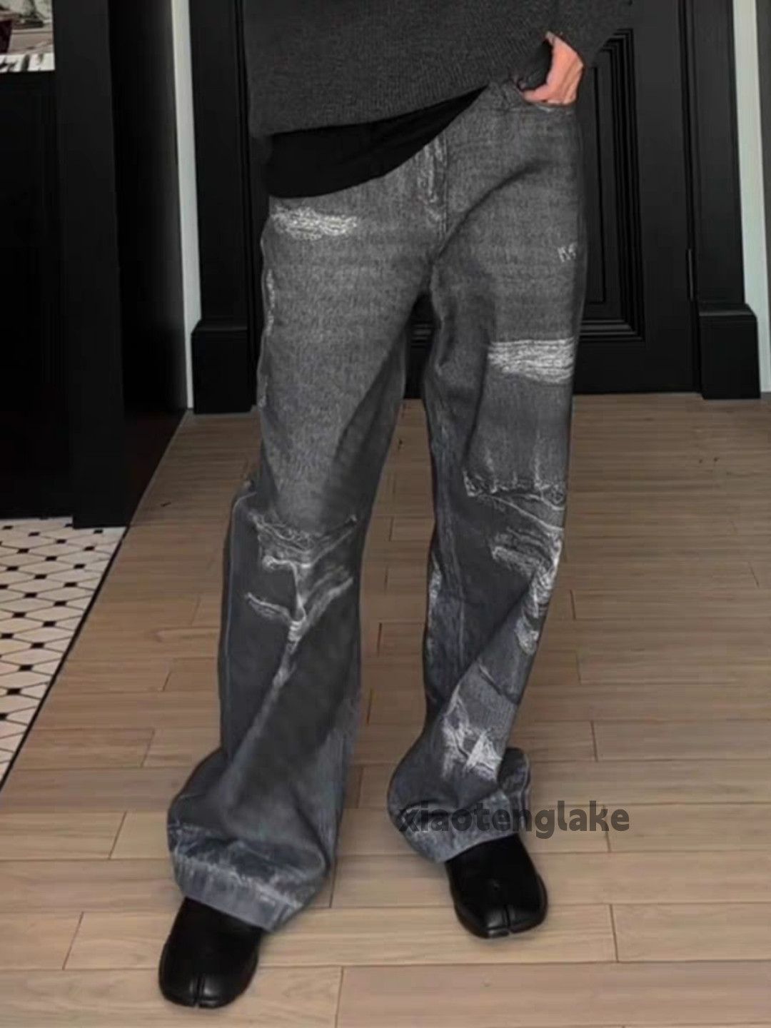 Jean × Vintage Unisex washed faded cleanfit yuppie ripped print jeans Size US 30 / EU 46 - 6 Thumbnail