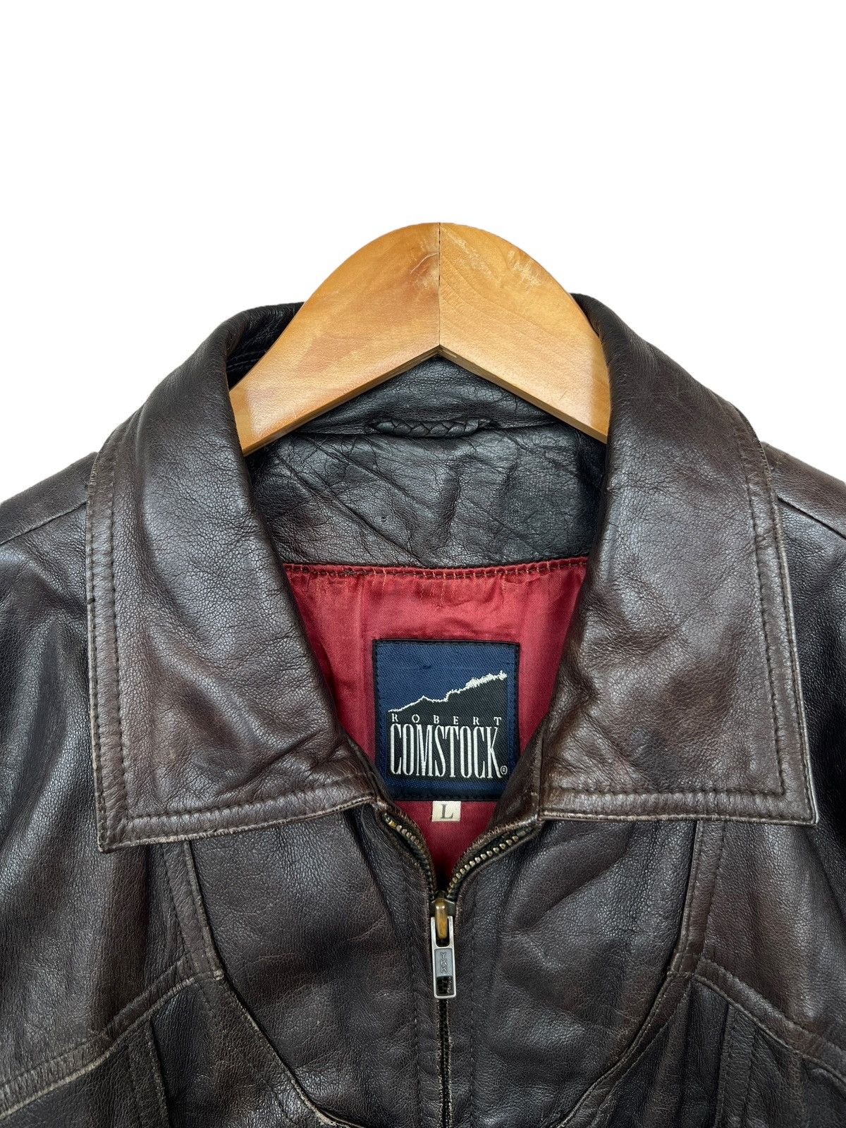 Vintage Vintage 90s Robert Dark Brown Bomber Leather Jacket Size US L / EU 52-54 / 3 - 10 Thumbnail