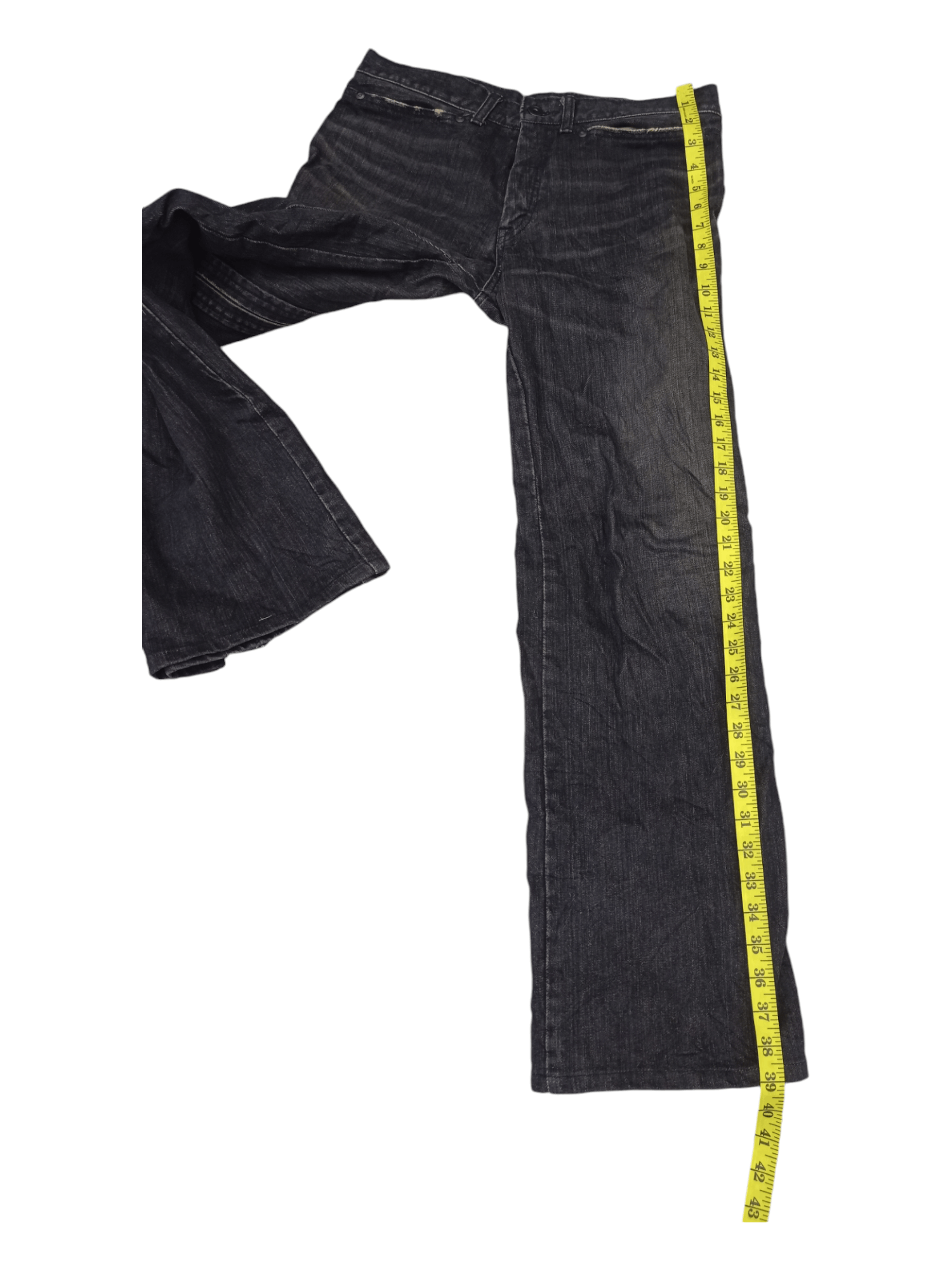 Japanese Brand Japanese Black Denim Lace Up Zipper Flared Jeans Size US 31 - 20 Thumbnail