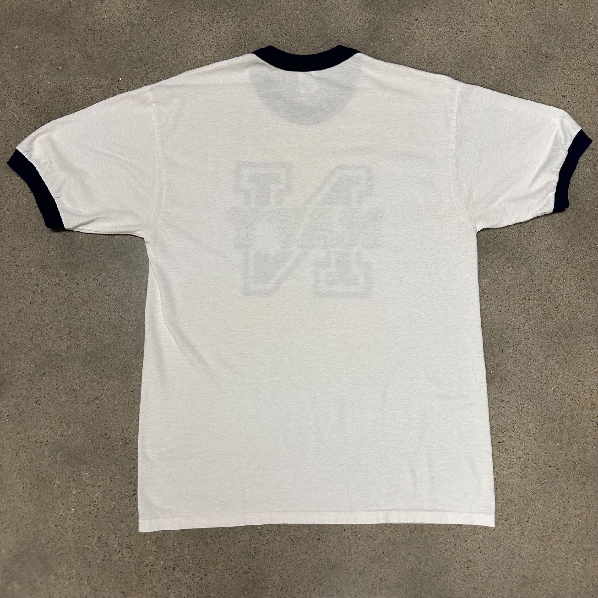 Vintage Vintage 1980s US Navy Military Ringer Tee Shirt Size US L / EU 52-54 / 3 - 3 Thumbnail