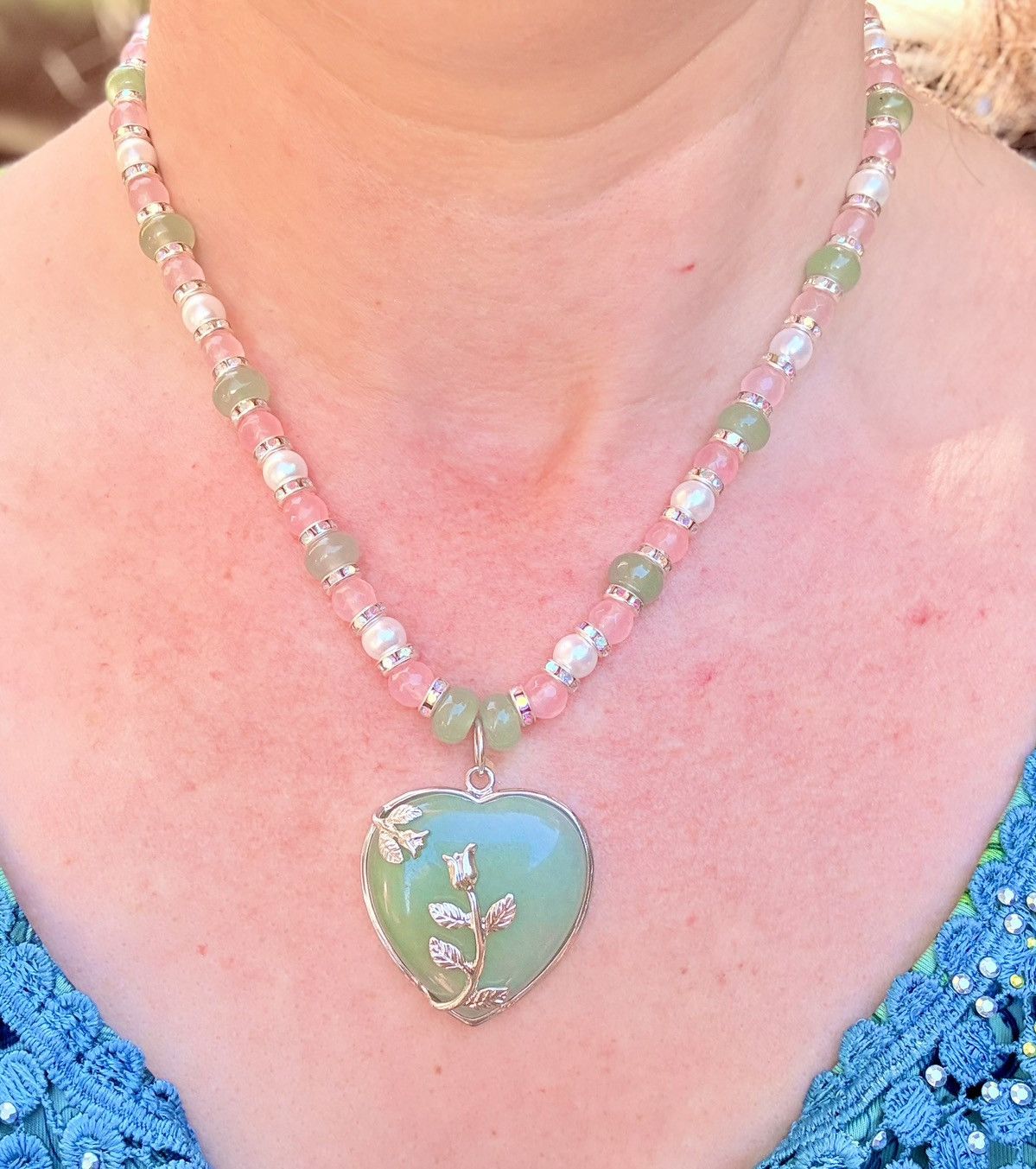 Other Aventurine Heart Stone Pendant Beaded Handmade Necklace Size ONE SIZE - 7 Thumbnail