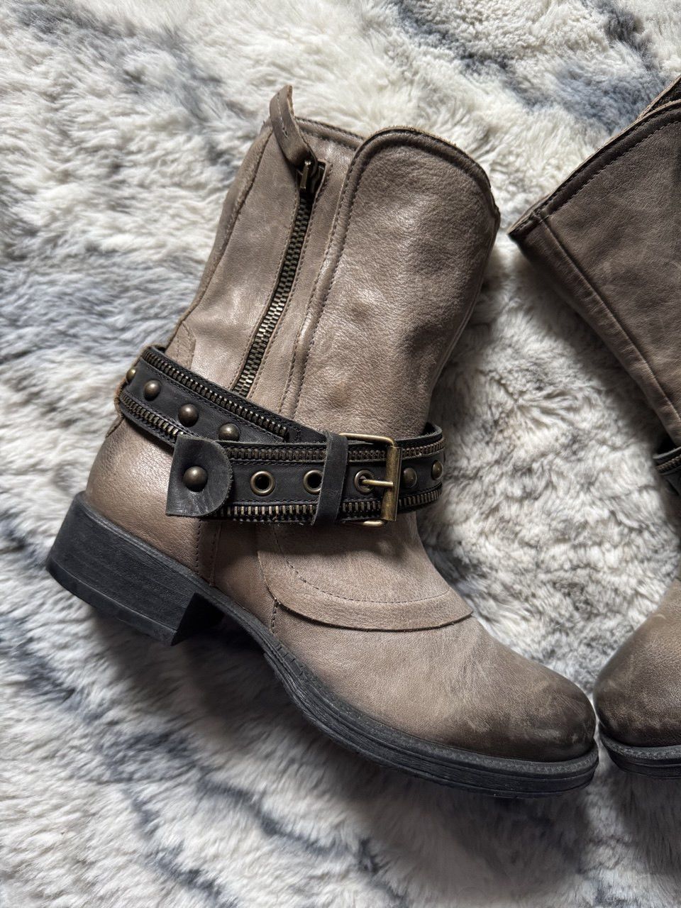 Vintage Vintage Leather Ankle Boots Zip Buckle Biker A.S. 98 style Size US 7 / IT 37 - 5 Thumbnail