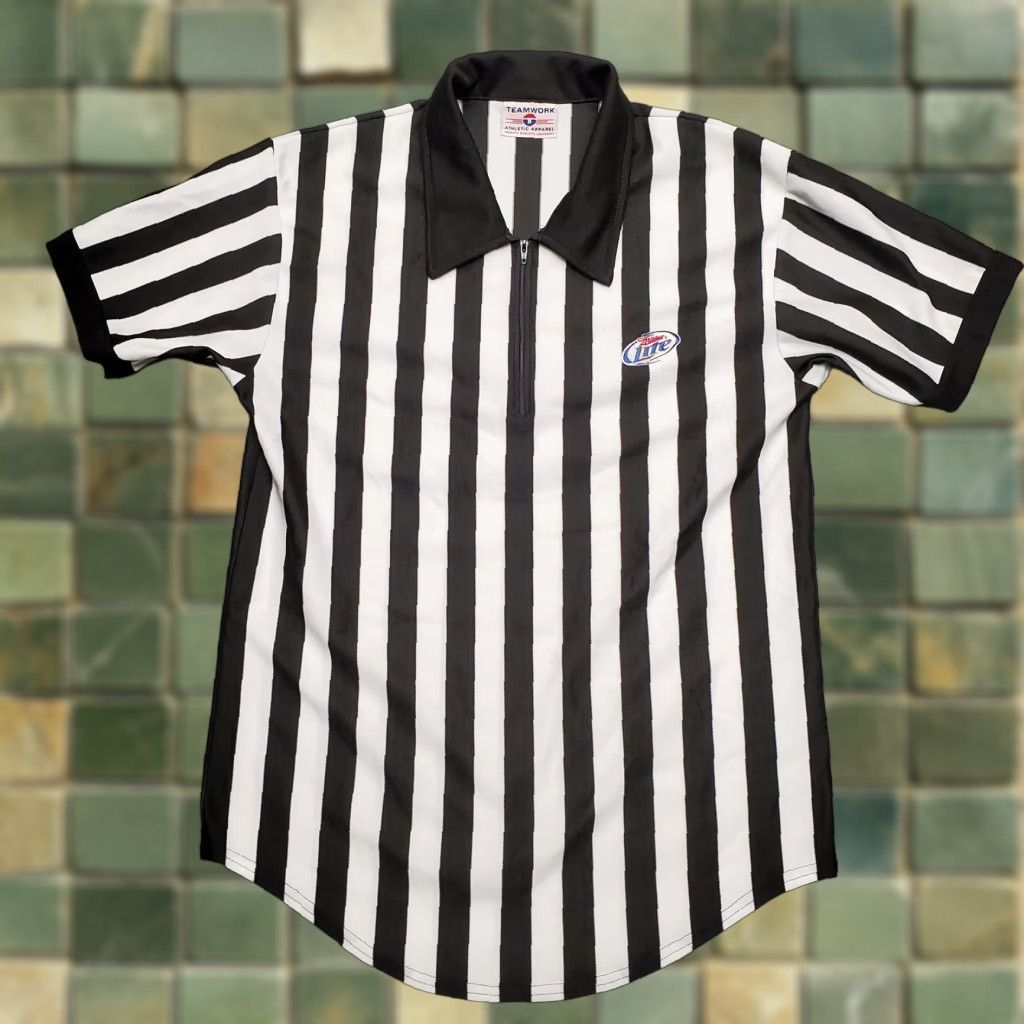 Vintage VINTAGE Miller Beer Shirt Men S Black White Stripe Collared 1/4 Zip Referee Polo Embroidered LogoMLB Size US S / EU 44-46 / 1 - 1 Thumbnail
