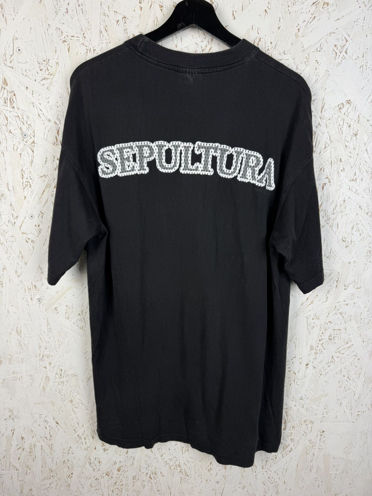 Band Tees 90s Vintage Sepultura 1997 Mesh Print Blue Grape Metal Tee Size US XL / EU 56 / 4 - 6 Thumbnail