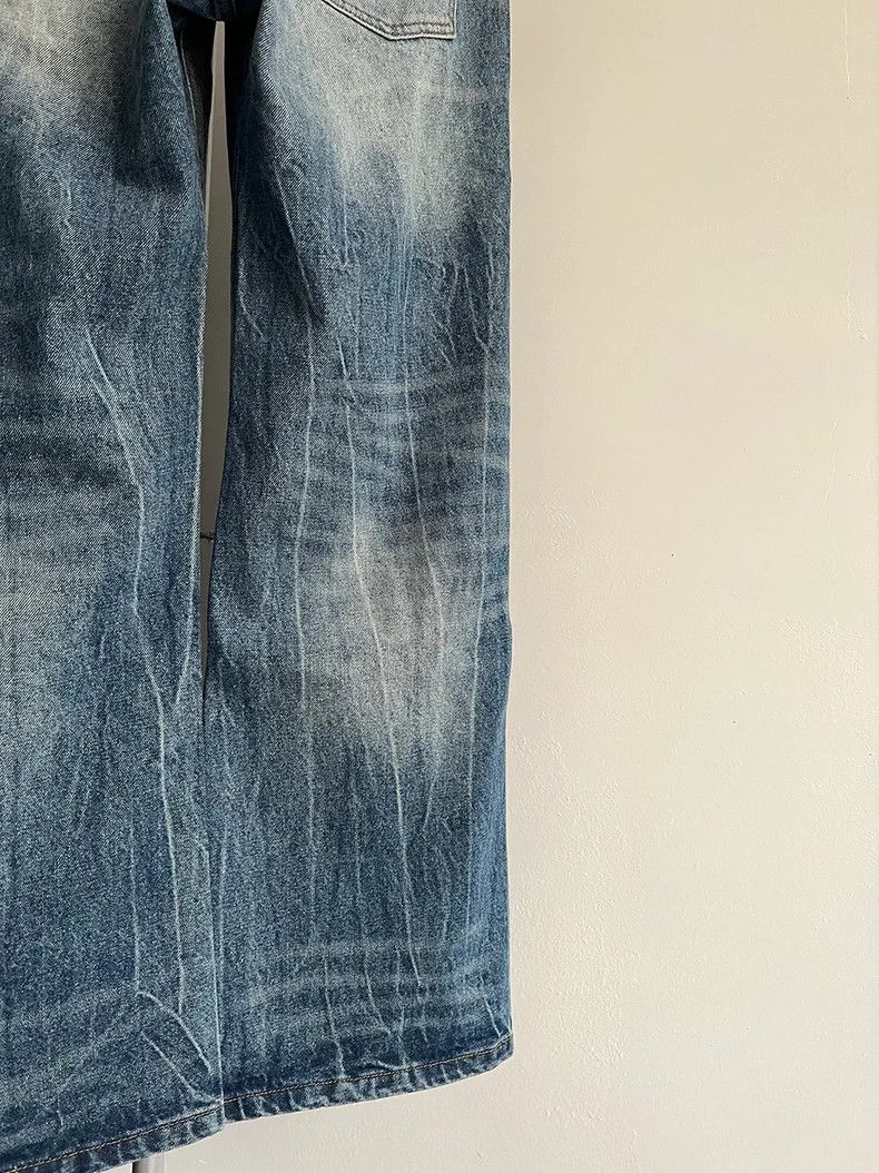 denim faded baggy gradient flared jeans
