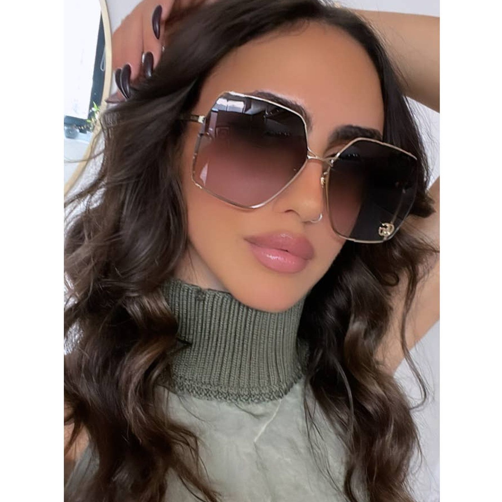 Gucci NEW Gucci GG0817S 006 Marmont Logo Oversized Gold Sunglasses Size ONE SIZE - 7 Thumbnail