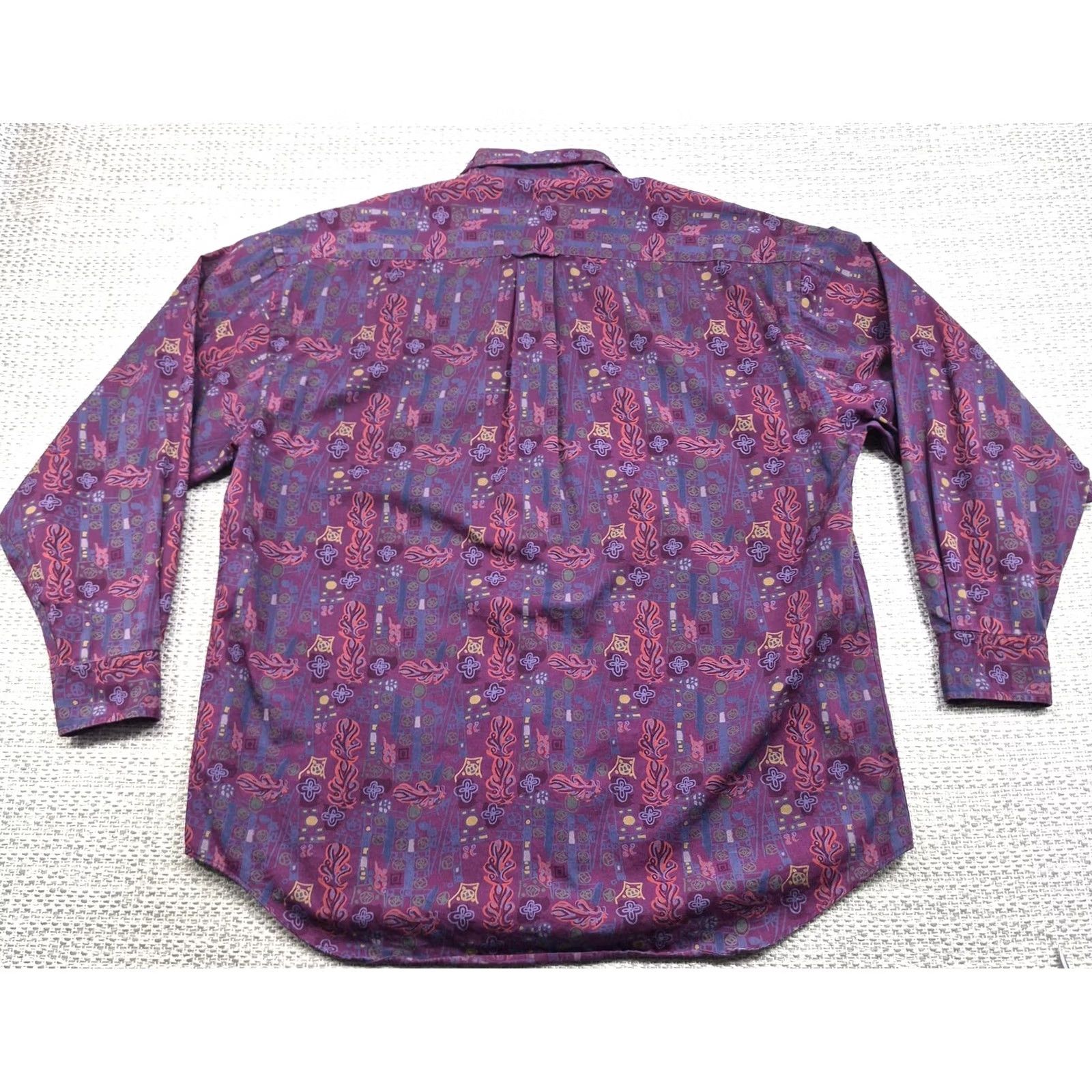 Nordstrom VINTAGE Nordstrom Shirt Mens Large Purple Geometric Print Long Sleeve Button-Front Twill Size US L / EU 52-54 / 3 - 6 Thumbnail
