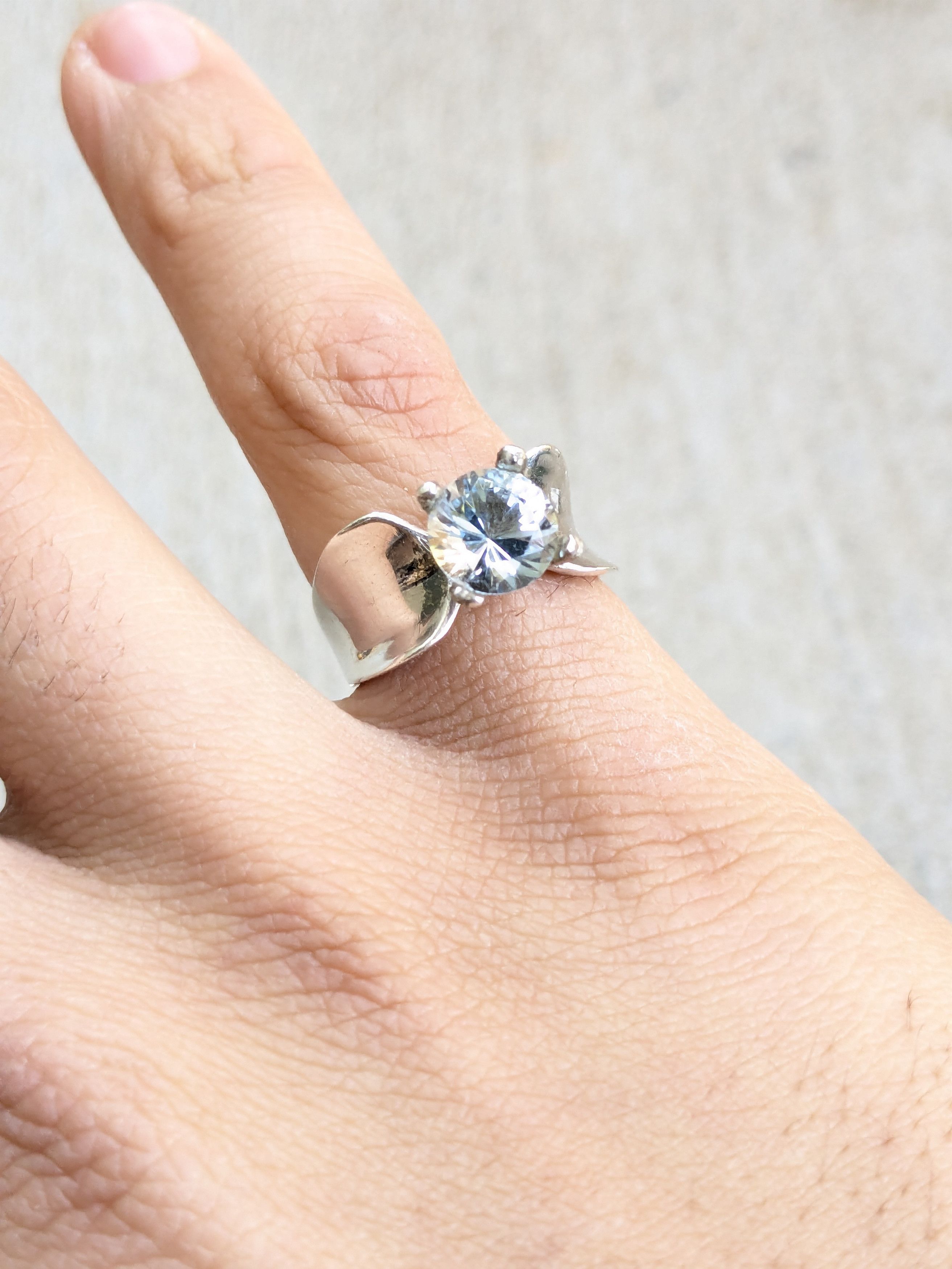 Jewelry × Vintage Vintage Sterling Silver Ring Blue Topaz 6.25 Abstract Modern Size ONE SIZE - 8 Thumbnail