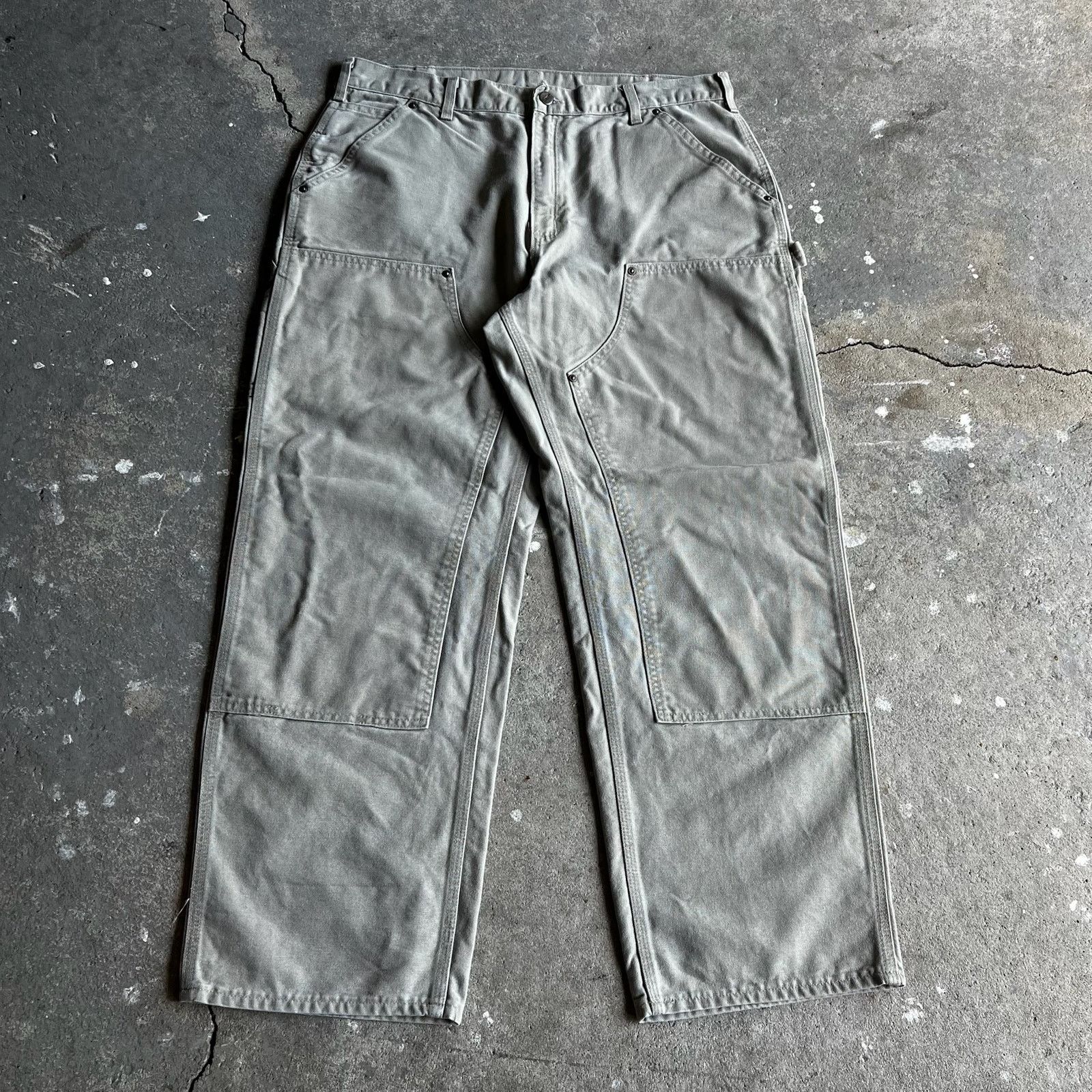 Carhartt × Vintage Carhartt B136 TAN brown double knee work carpenter pants Size US 35 - 1 Thumbnail