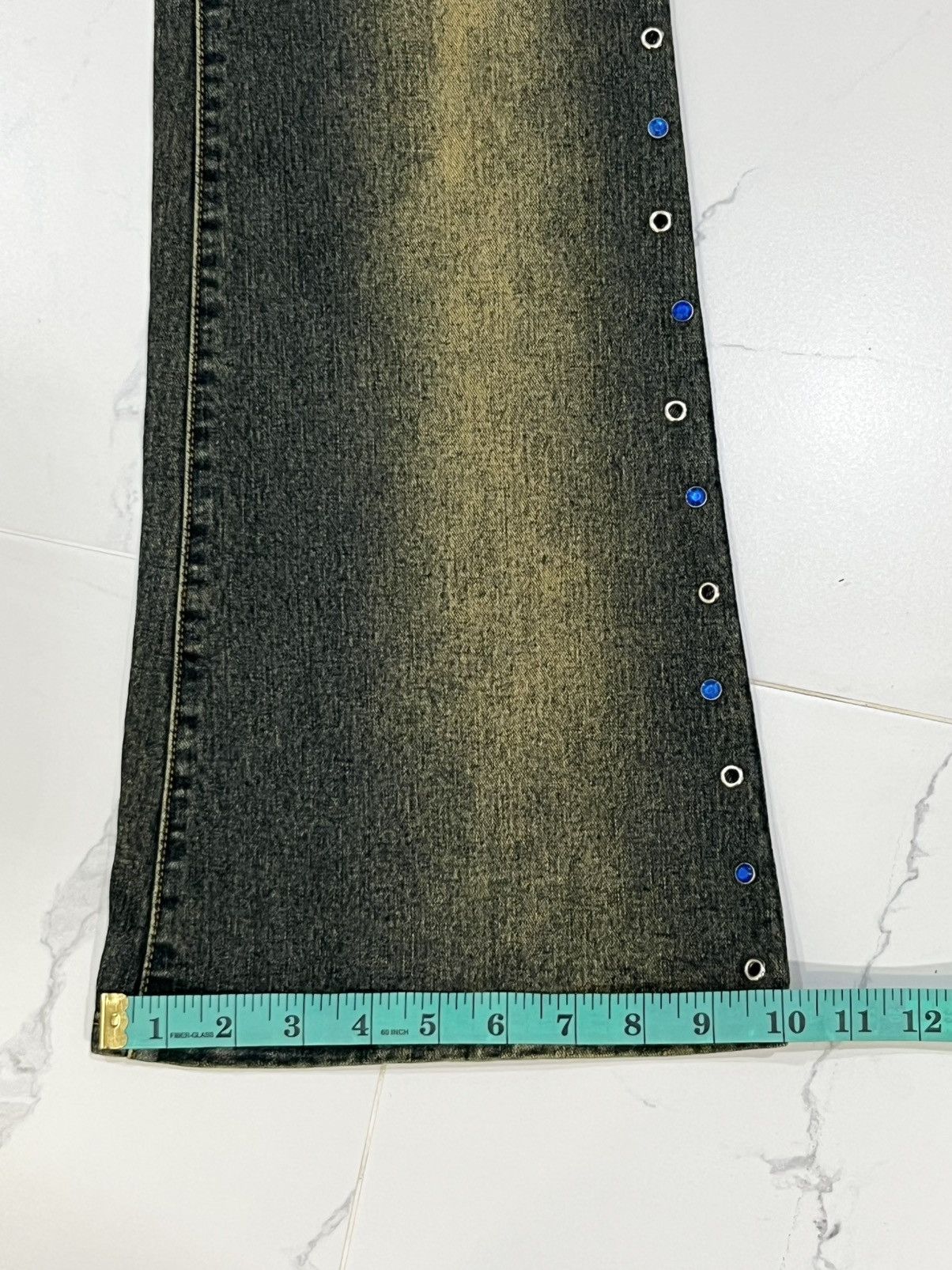 Japan Hot Ballooning Mud Wash Studded Flared Jeans