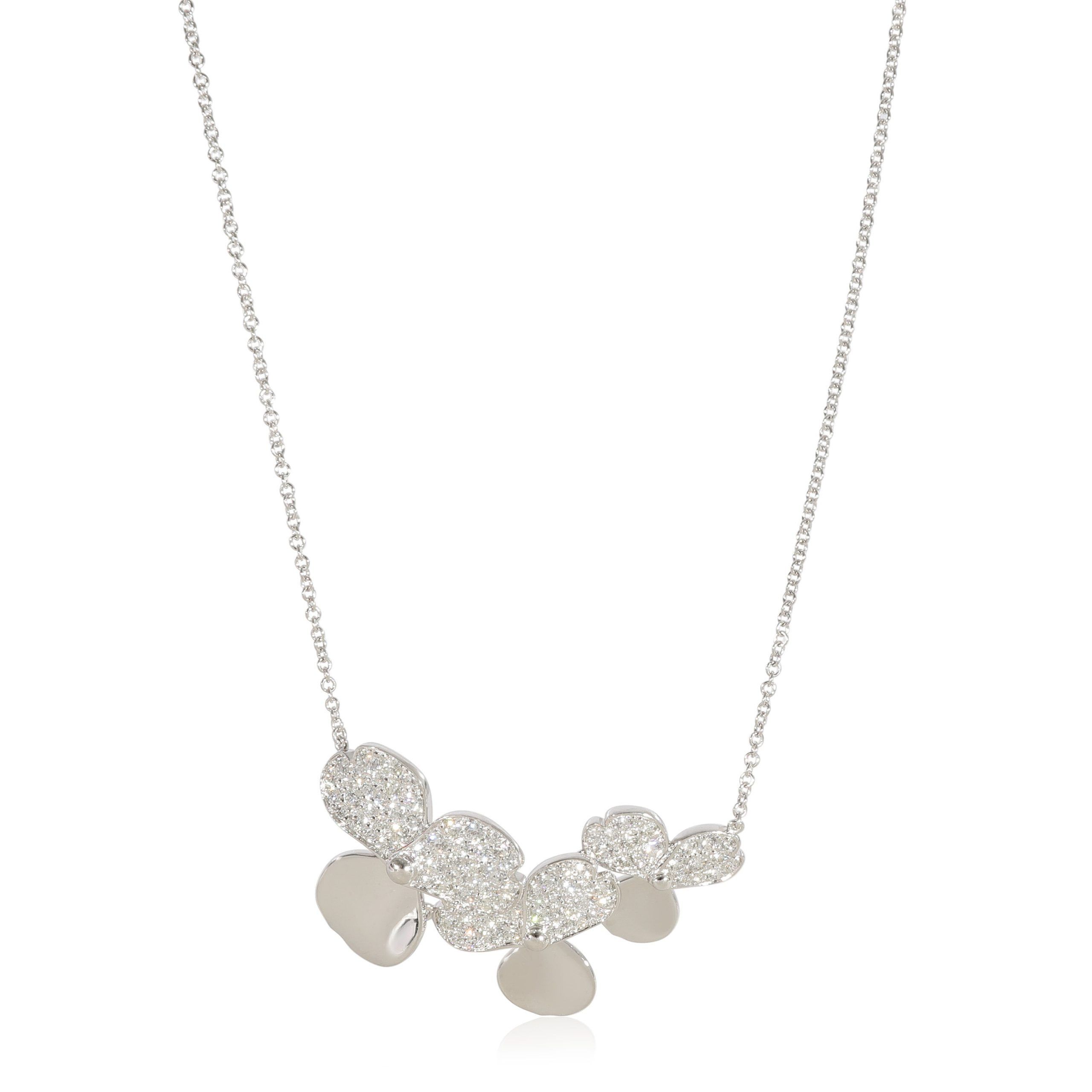 image of Tiffany Co Tiffany & Co. Paper Flowers Cluster Diamond Necklace In 950 Platinum 0.78 Ctw in Silver,