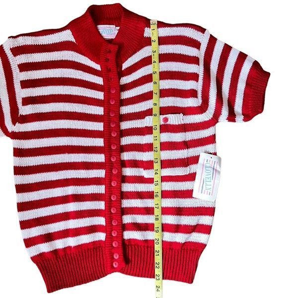 Vintage Vintage red white stripe 80’s cotton blend button up sweater Size L / US 10 / IT 46 - 6 Thumbnail