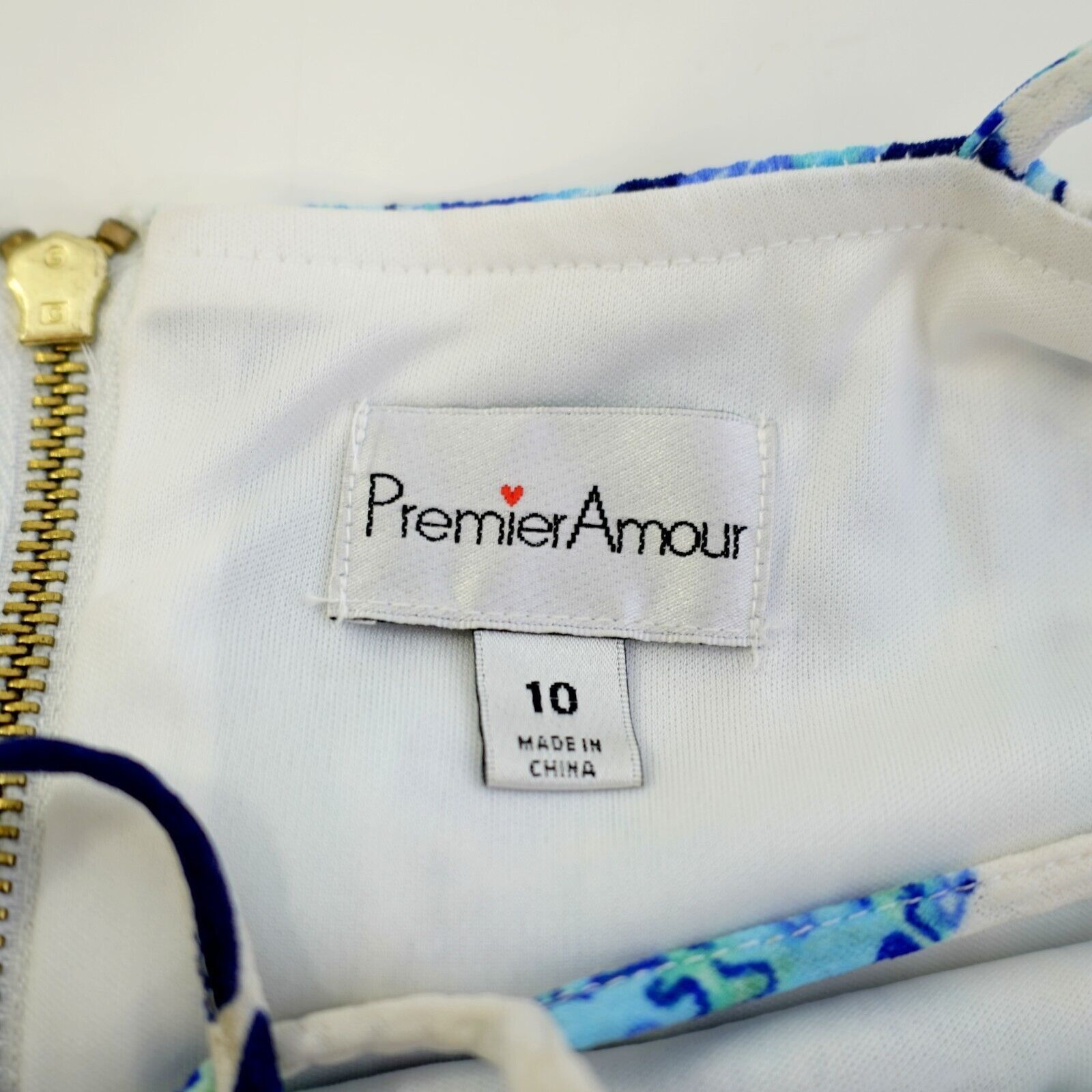 Vintage Premier Amour Size 10 Blue White Florate Spaghetti Strap Dre Size L / US 10 / IT 46 - 5 Thumbnail