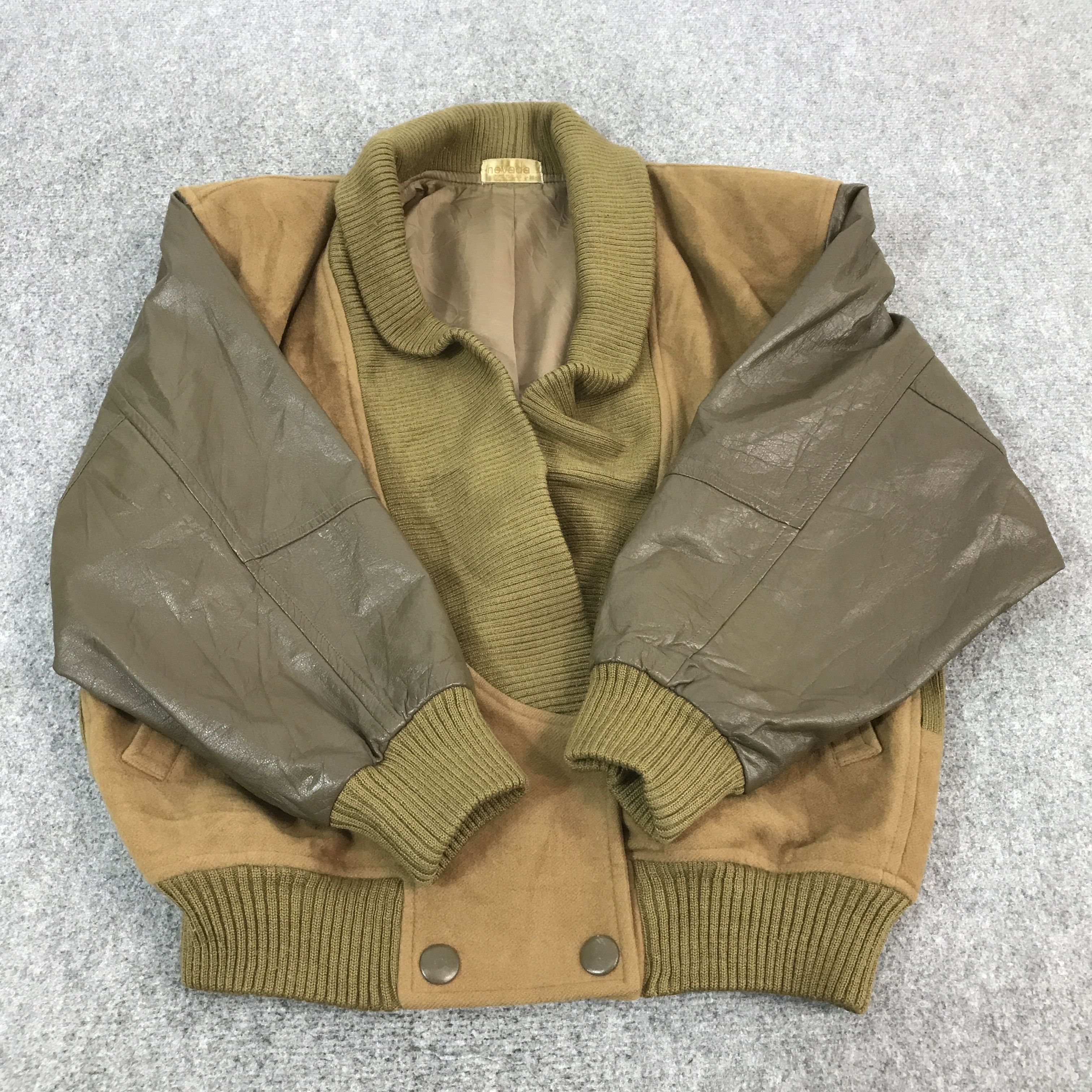 Japanese Brand NEVADA KNITWEAR SLEEVE LEATHER JACKET Size US L / EU 52-54 / 3 - 8 Thumbnail