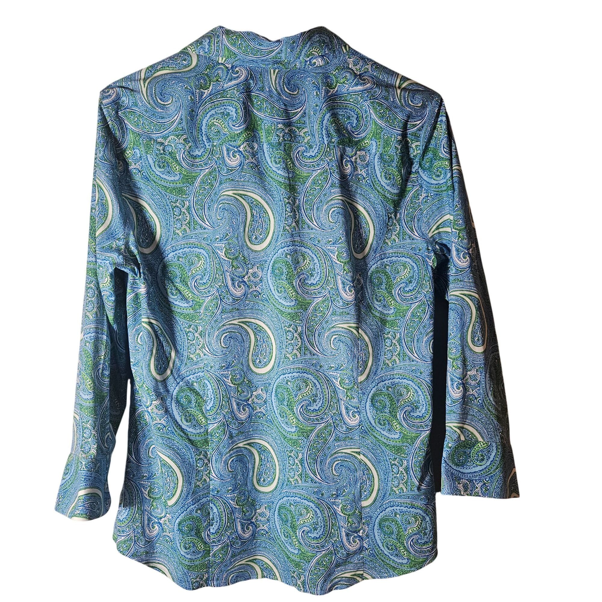 Talbots Talbots Women's Paisley Button Front Shirt Blue/Green 10 Pre Size L / US 10 / IT 46 - 3 Thumbnail