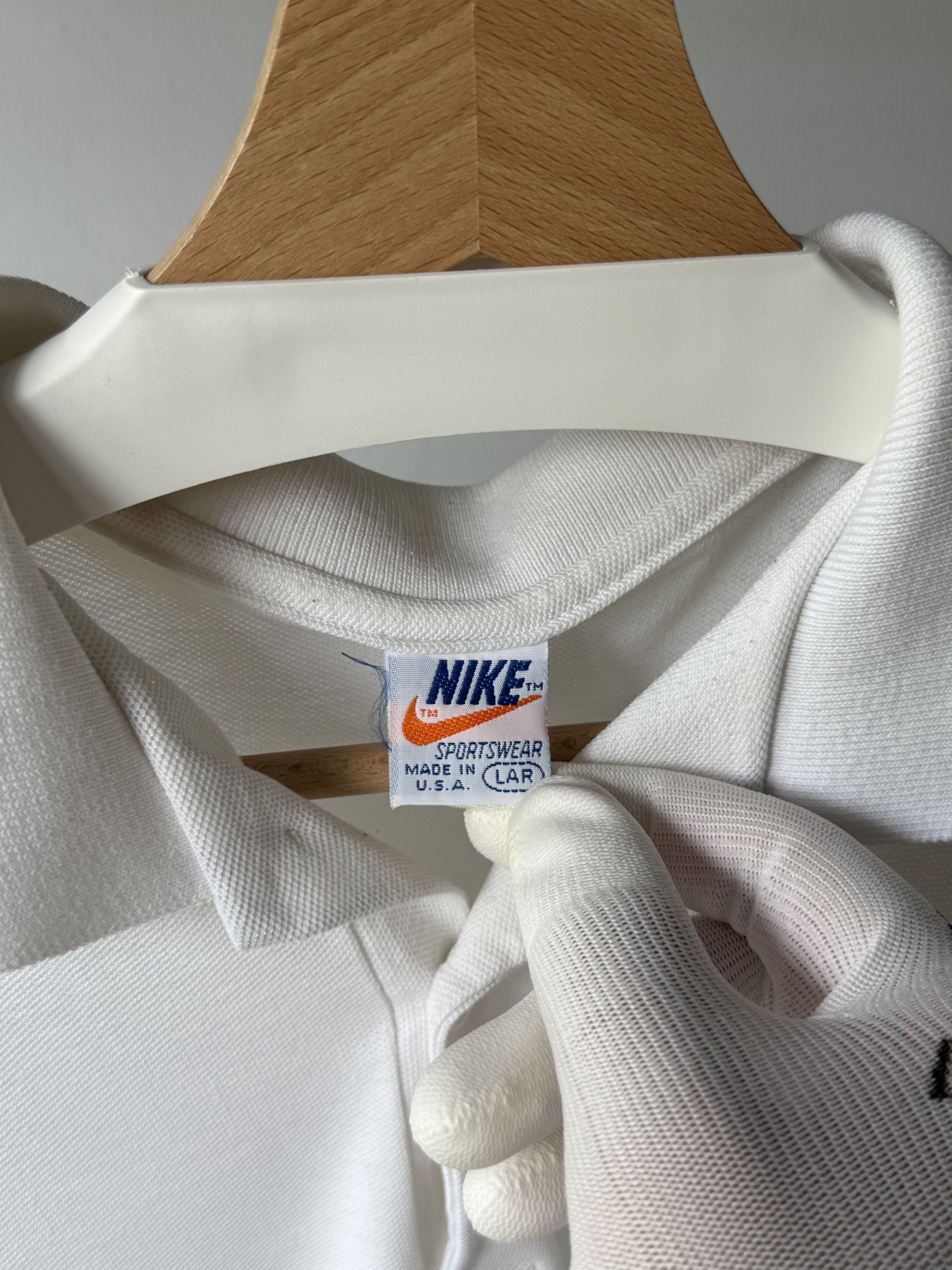 Nike × Vintage Vintage 1980s Nike Sportswear Orange Tag White Polo Shirt Size US L / EU 52-54 / 3 - 14 Thumbnail