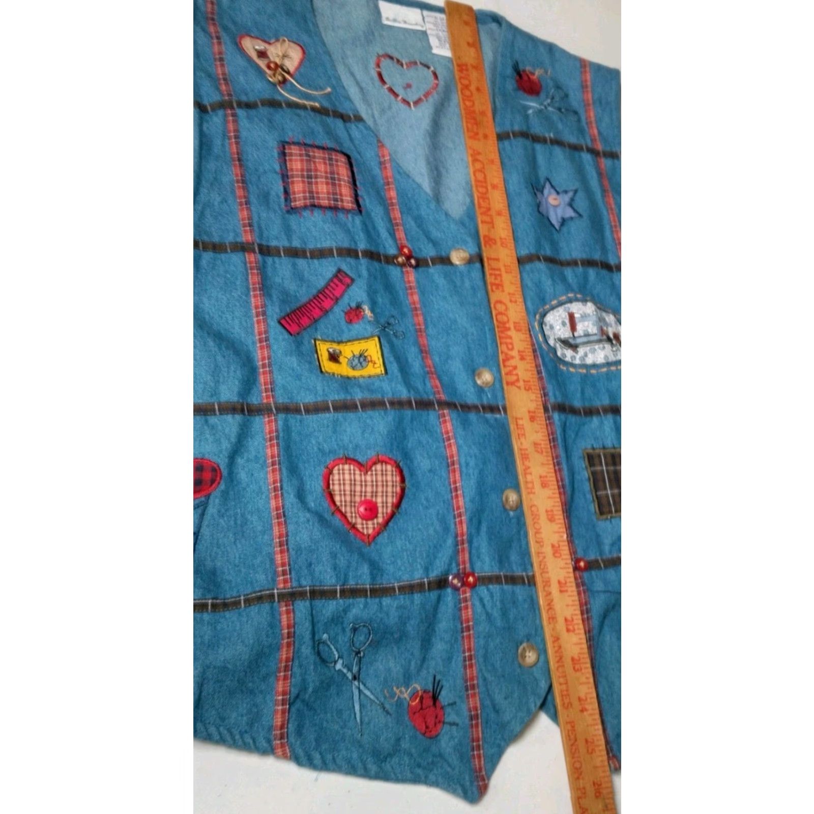 Vintage VINTAGE Bobbie Brooks Cotton Chambray Vest XL Women Sleeveless Button Up Grannycore Quilting Sewing Fall Winter Spring Blue Size XL / US 12-14 / IT 48-50 - 4 Thumbnail