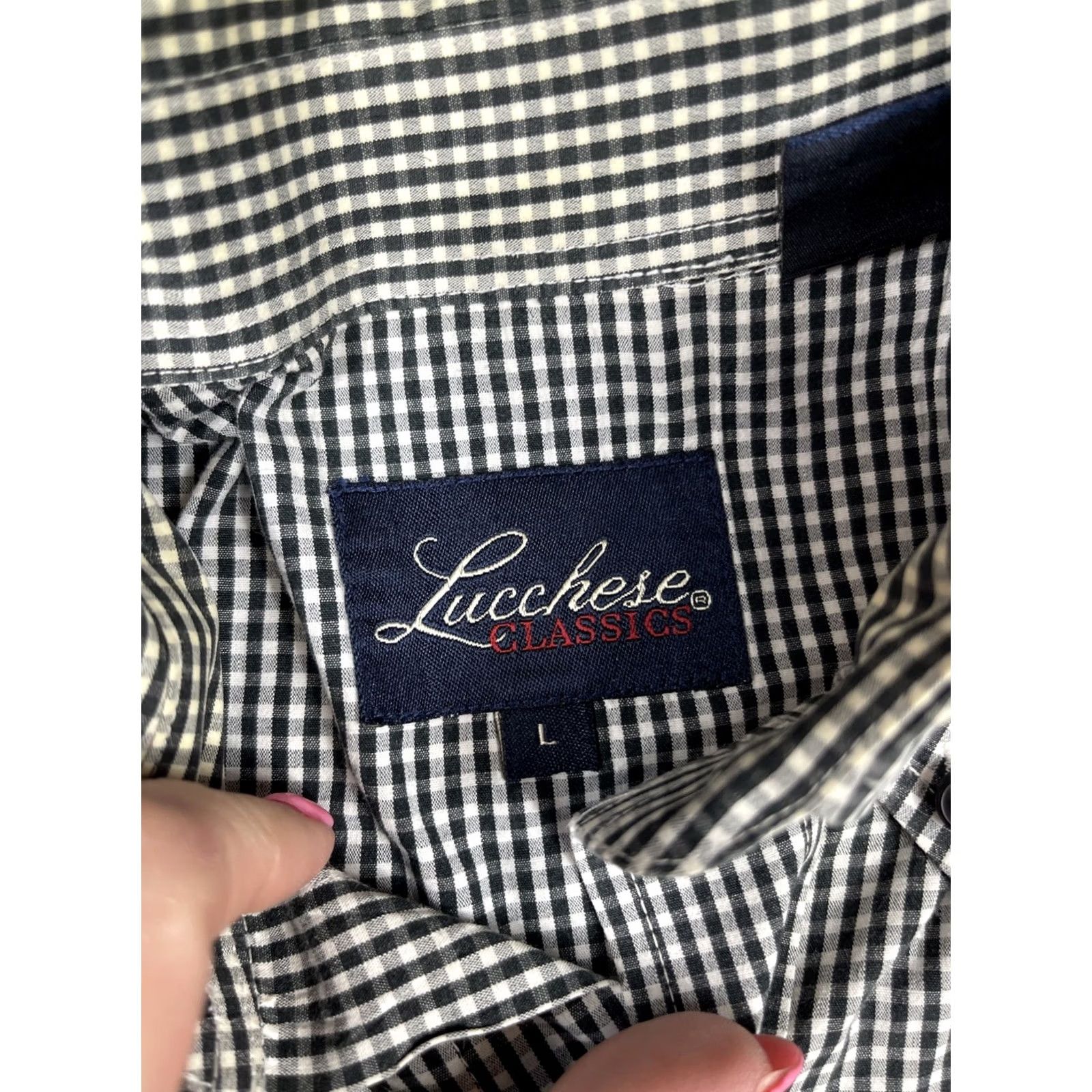 Vintage Lucchese Shirt Mens Large Black Gingham Check Button-Up Western Shirt Size US L / EU 52-54 / 3 - 5 Thumbnail