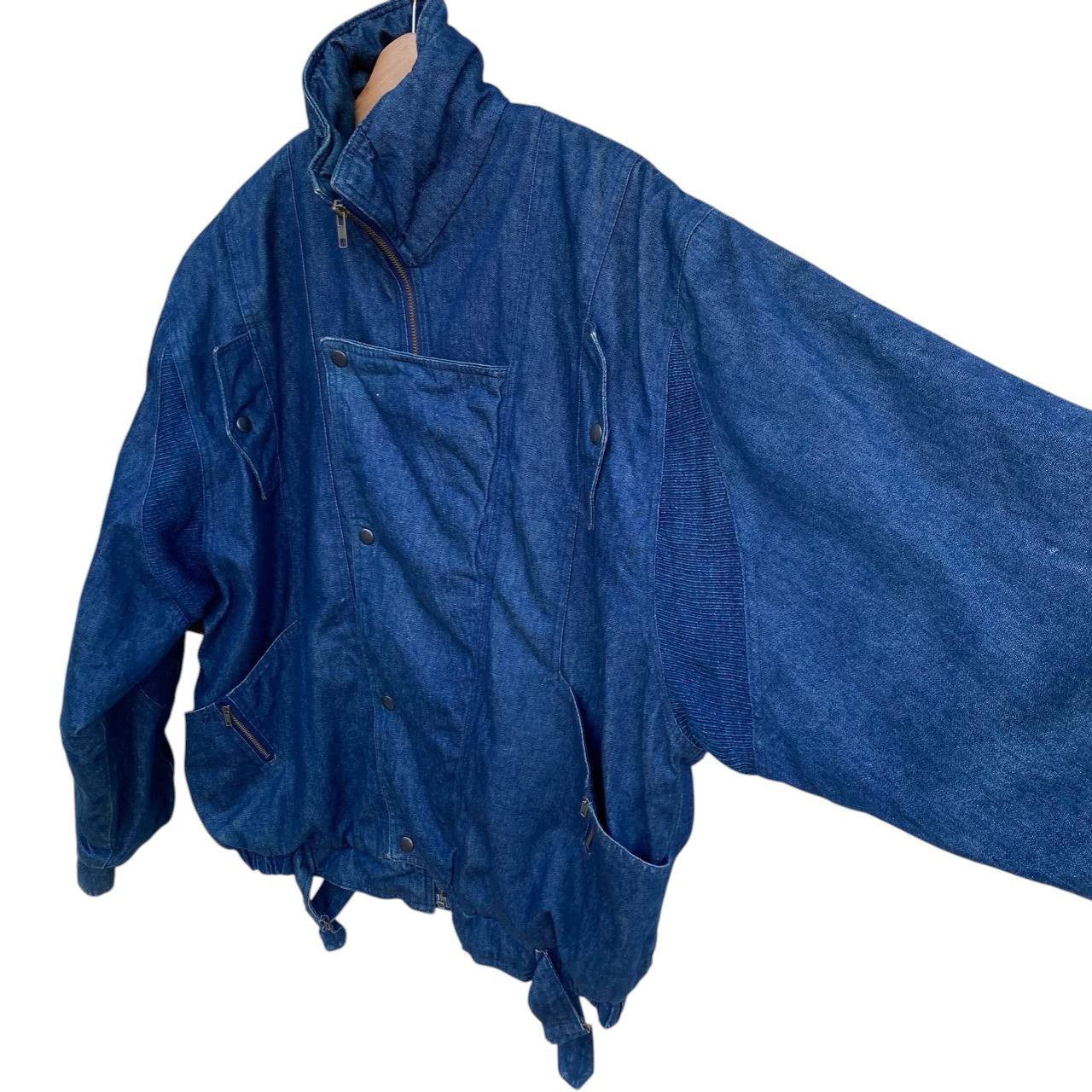 Vintage Vintage 90s Asymmetric Denim Bomber Jacket Like Issey Miyake Size US L / EU 52-54 / 3 - 8 Thumbnail
