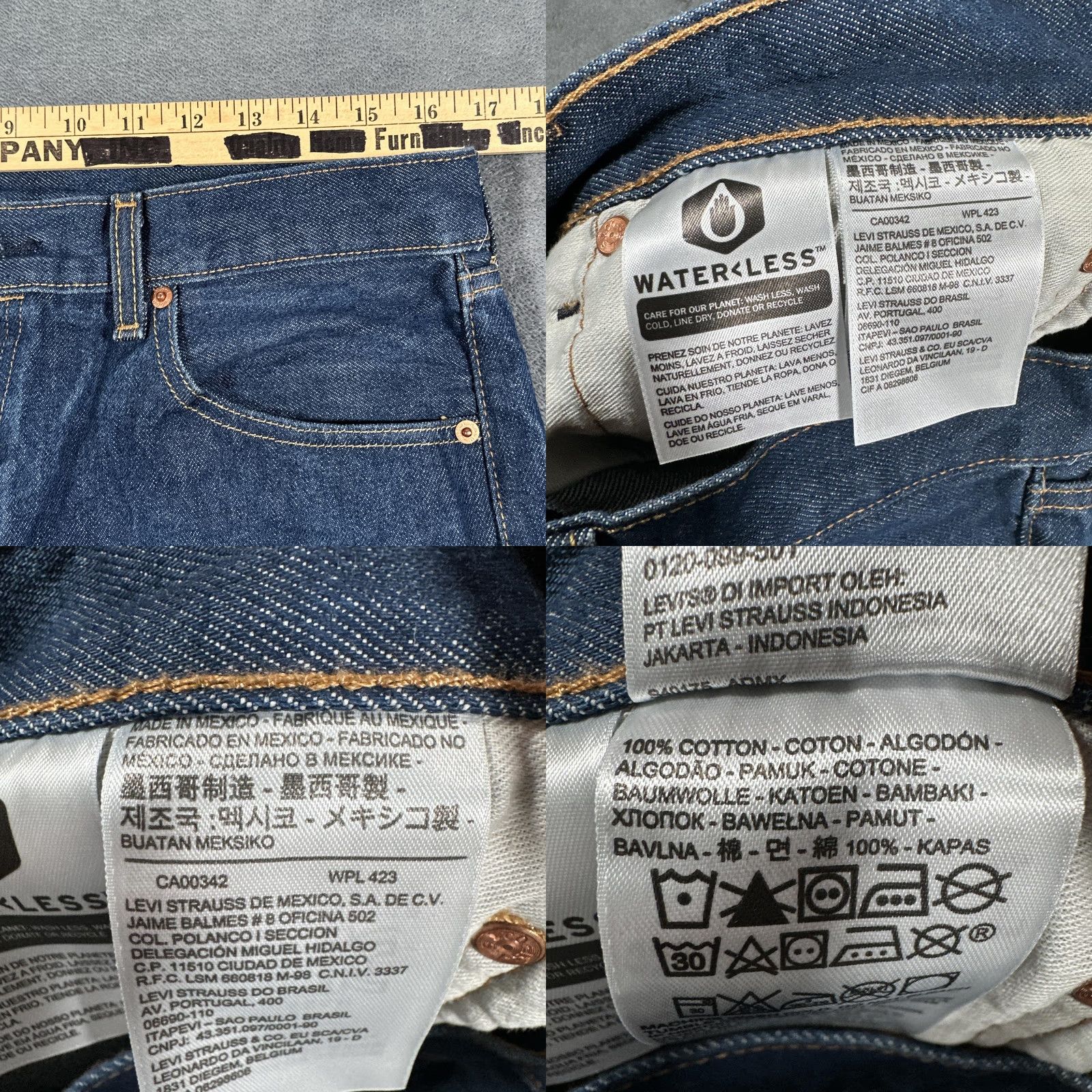 Levi's VINTAGE Levis 501 Jeans Mens 33x32 Blue Straight Leg Button Fly Raw Denim Shrink To Fit Size US 33 - 8 Thumbnail