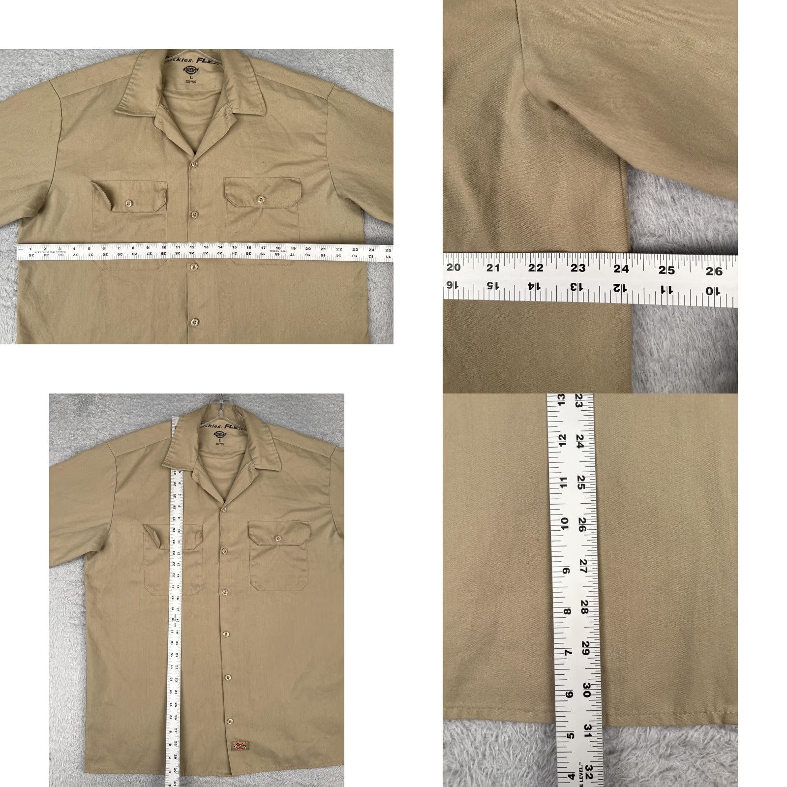 Dickies Dickies Flex Work Shirt Mens Large Khaki Short Sleeve Button-Up Two Pocket Work Size US L / EU 52-54 / 3 - 8 Thumbnail