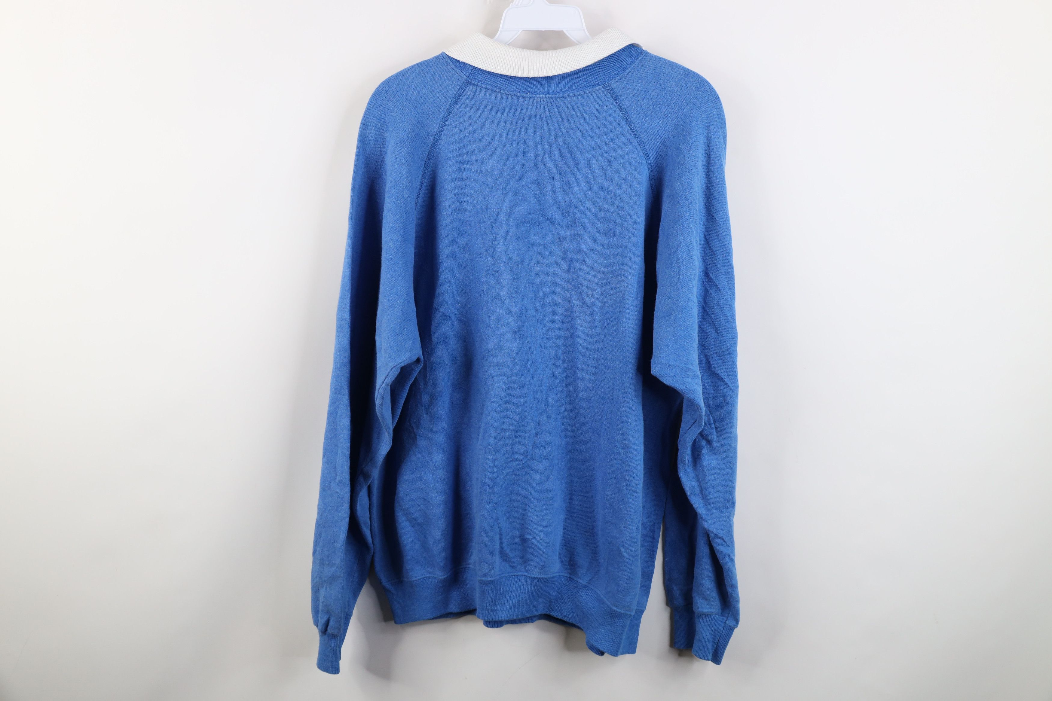 Vintage Vintage 80s Streetwear Popcorn Collared Sweatshirt Blue USA Size L / US 10 / IT 46 - 14 Thumbnail