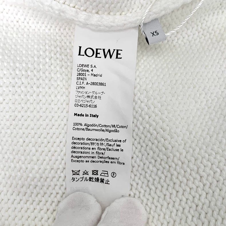 Loewe Loewe White logo lettered fleece cotton round neck long sl Size XS / US 0-2 / IT 36-38 - 6 Thumbnail