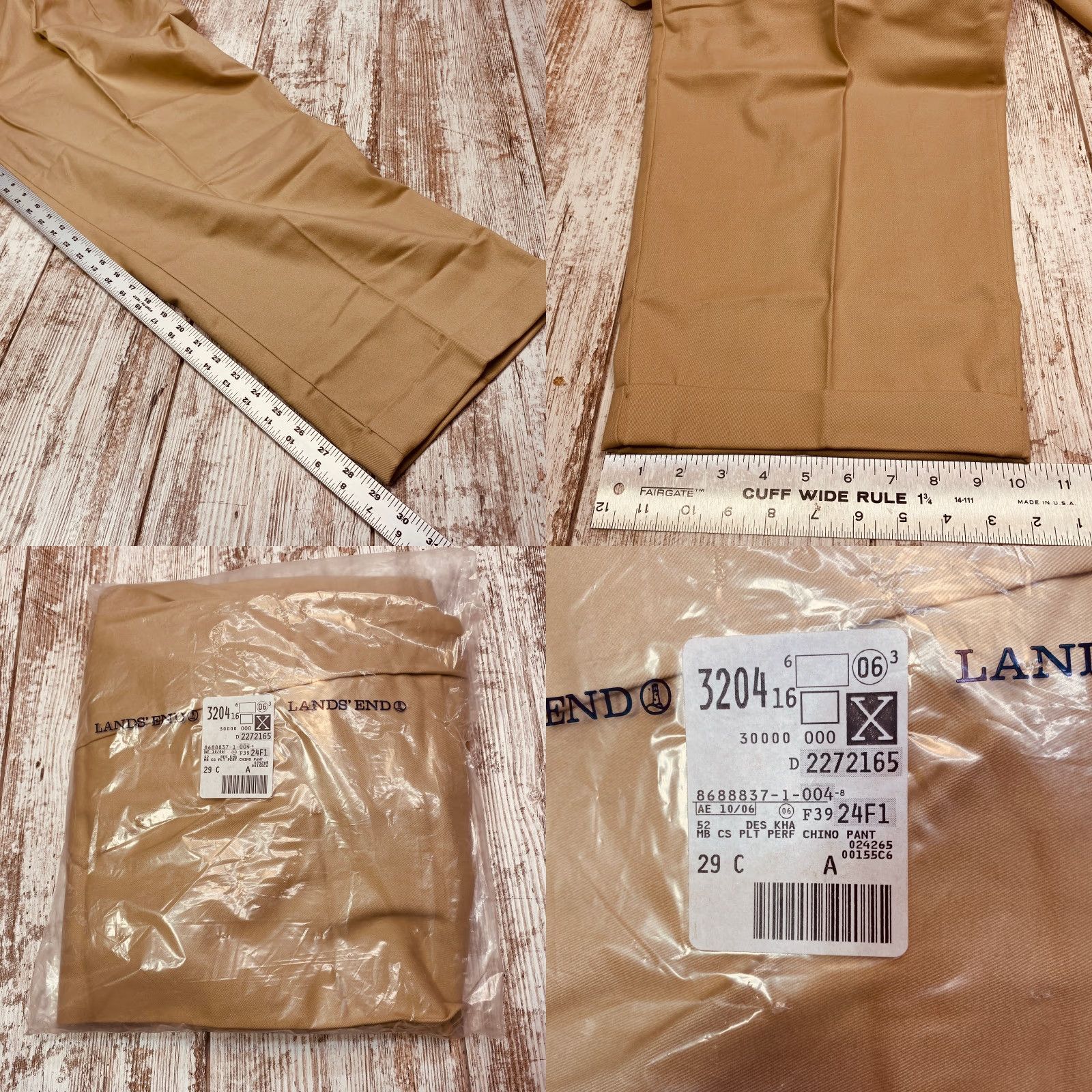 Lands' End NWT Lands' End Chino Pants Men's 52x29 Beige Khaki Pleated 100% Cotton 7550 Size US 36 / EU 52 - 10 Thumbnail