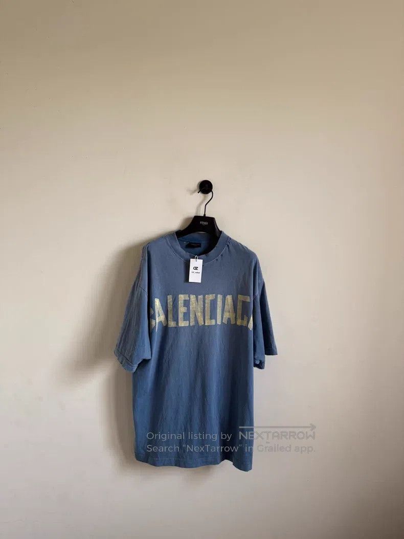 Balenciaga Balenciaga Tape Print Distressed Short Sleeve Size US XXS / EU 40 - 1 Thumbnail