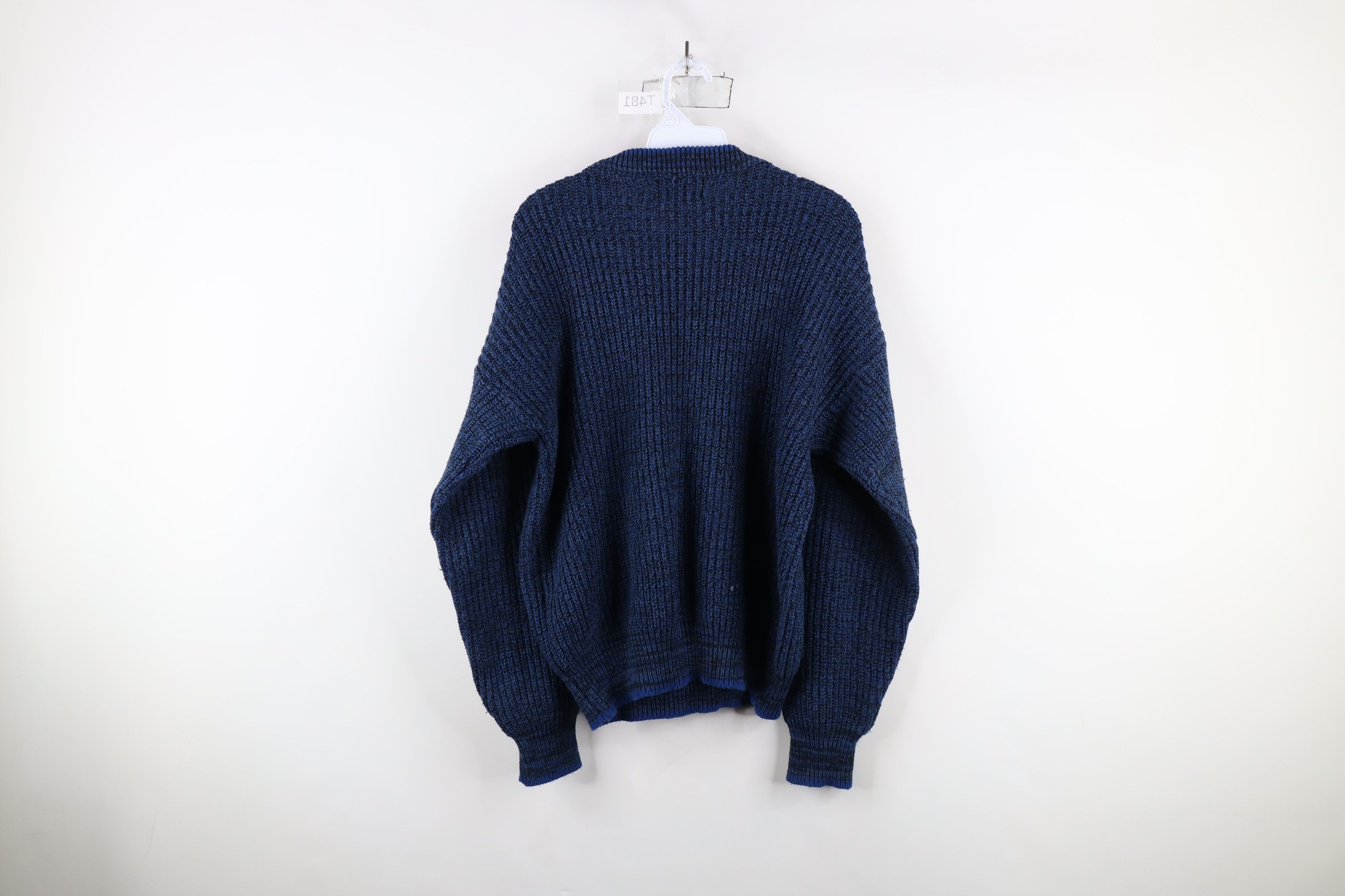 Vintage Vintage 90s Streetwear Ribbed Knit Crewneck Sweater Blue Size US M / EU 48-50 / 2 - 8 Thumbnail