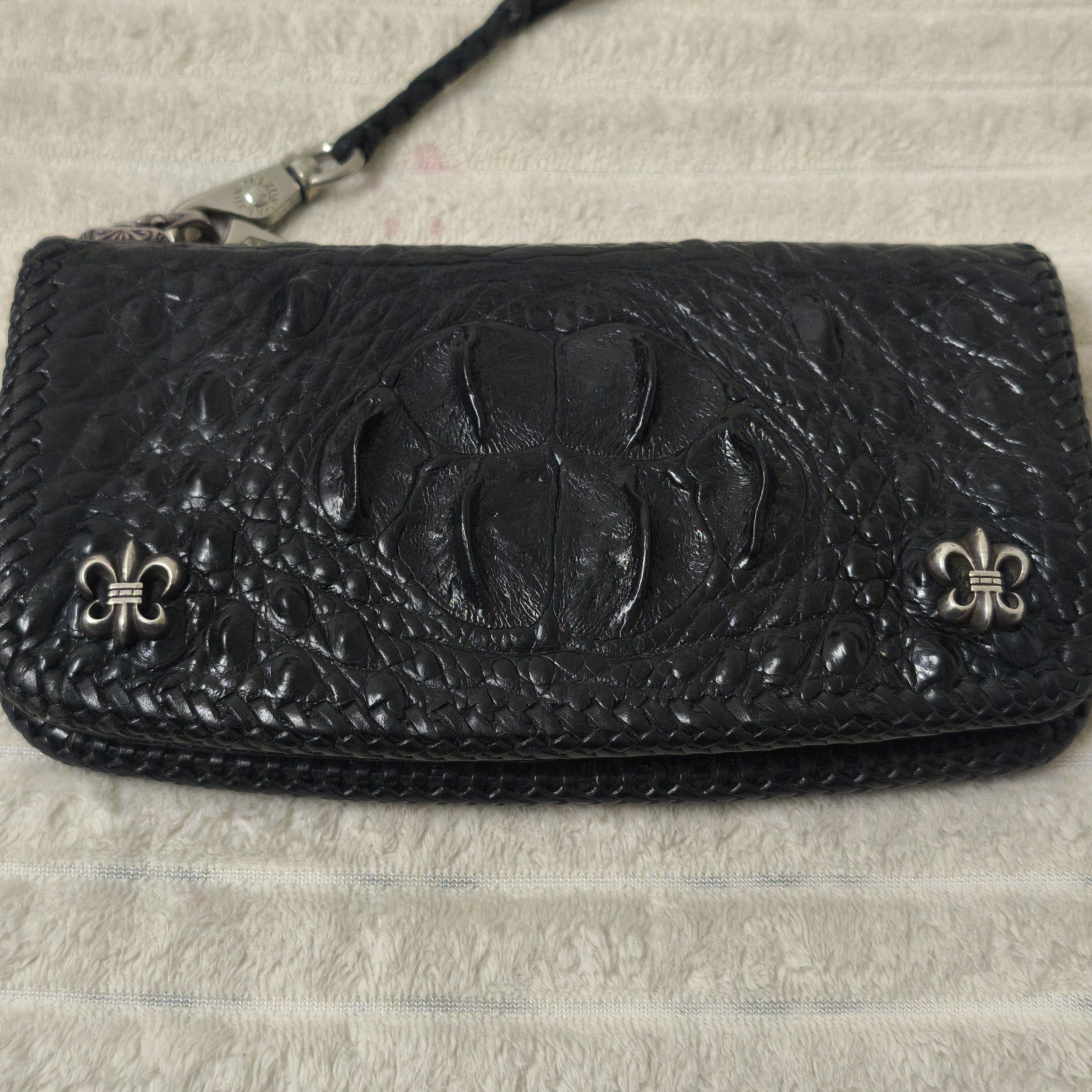 Japanese Brand Alzuni Crocodile Leather Long Wallet Silver Hardware Biker Size ONE SIZE - 4 Thumbnail