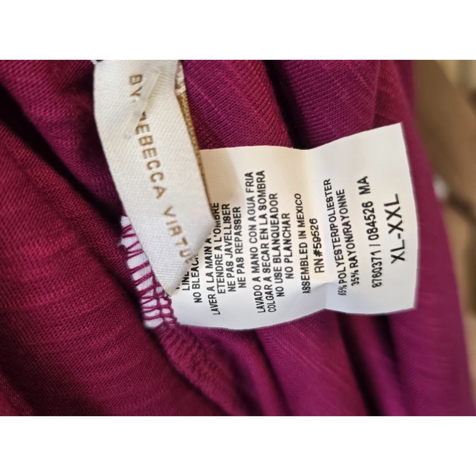 Vintage VINTAGE Becca by Rebecca Virtue Wmns It's a Breeze Lightweight Beach Dress - XL/XXL Wine Beach Cover Up Womens Size XL / US 12-14 / IT 48-50 - 3 Thumbnail