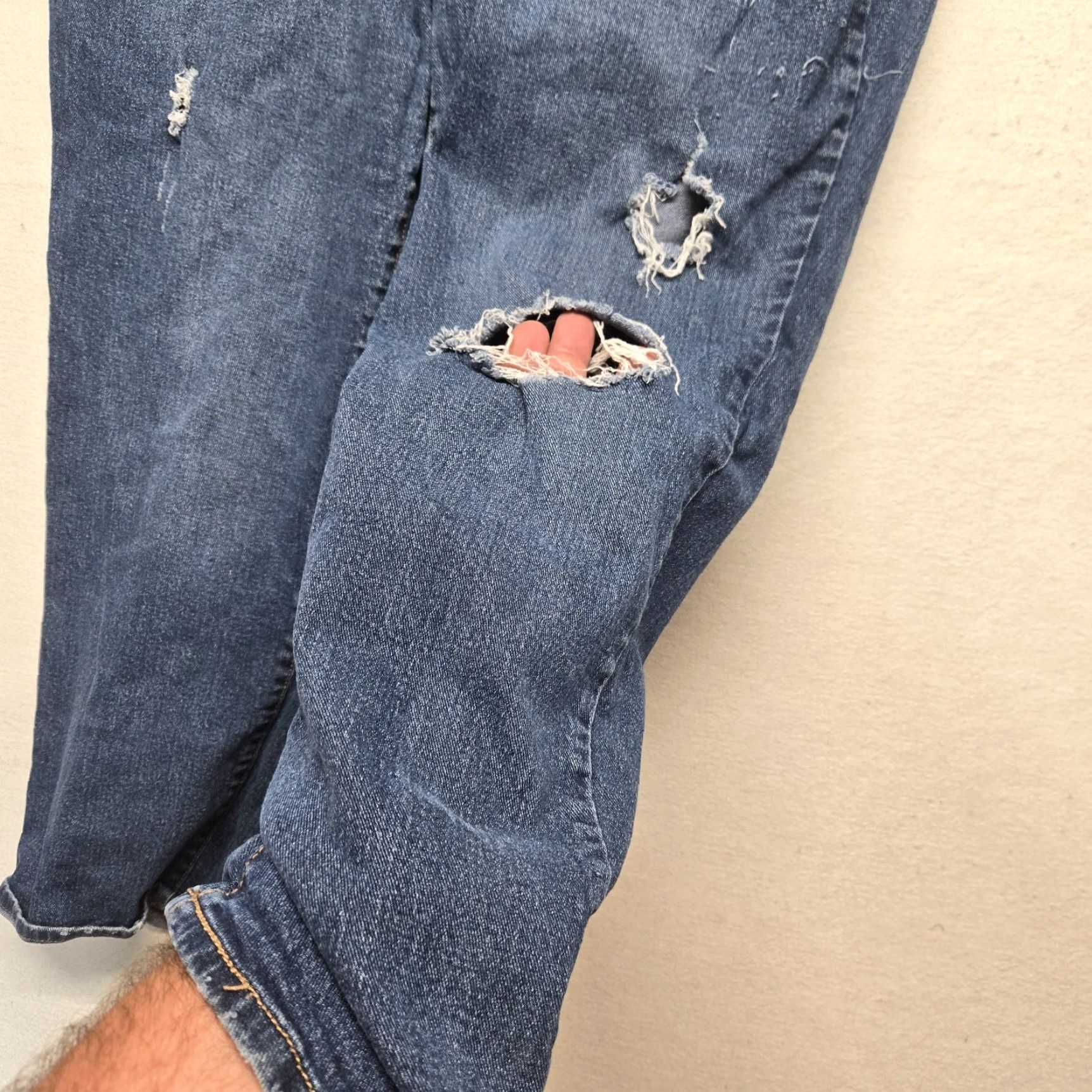 Vintage VINTAGE Terra & Sky Slim Boyfriend Jeans Women's Plus 16W Distressed Dark Wash Cotton Spandex Size 38" / US 16 / IT 52 - 2 Thumbnail