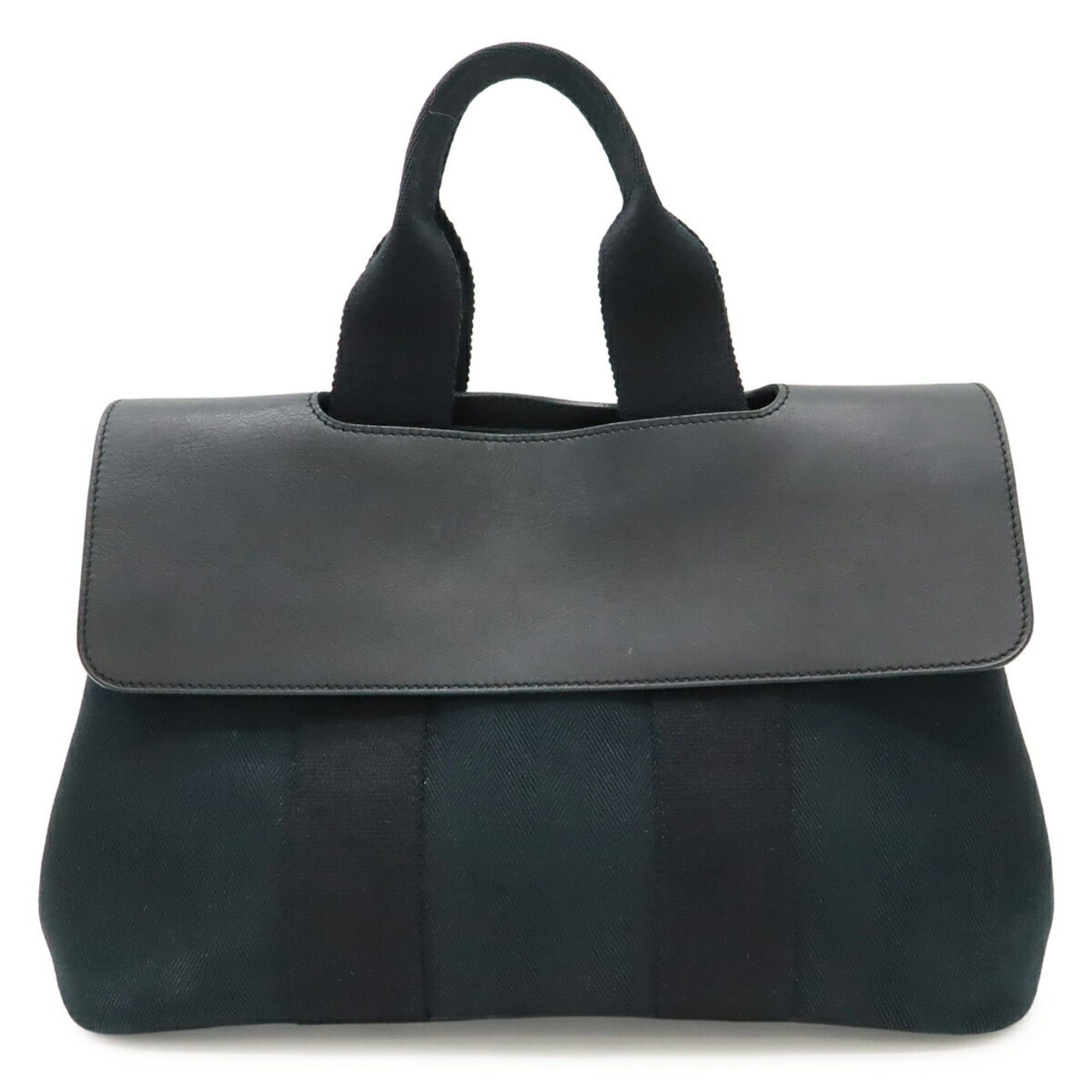 Hermes HERMES Valparaiso PM handbag/tote bag, Toile Chevron leather, black. (Pouch missing) Size ONE SIZE - 1 Thumbnail
