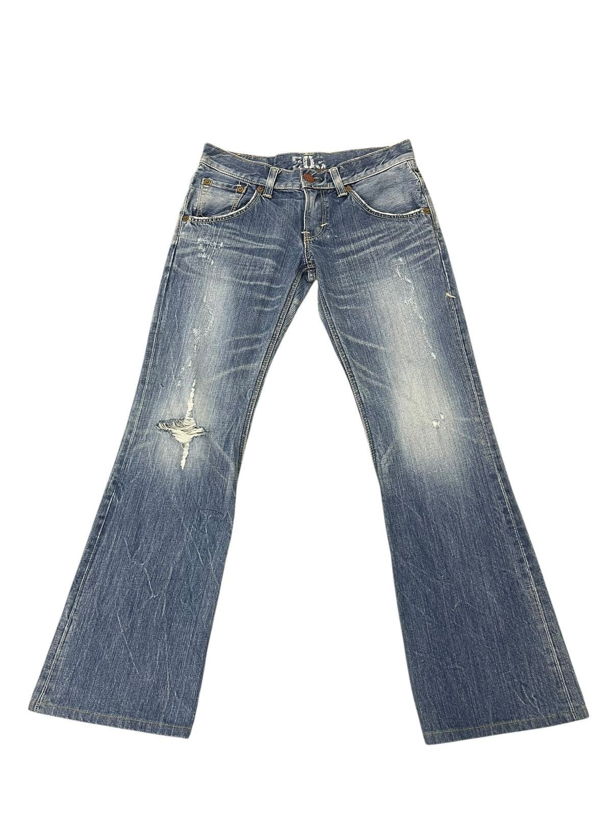 If Six Was Nine Flare Jeans Edwin Japan Distress Low Rise Boot Cut 2🟦0 Size US 30 / EU 46 - 2 Thumbnail